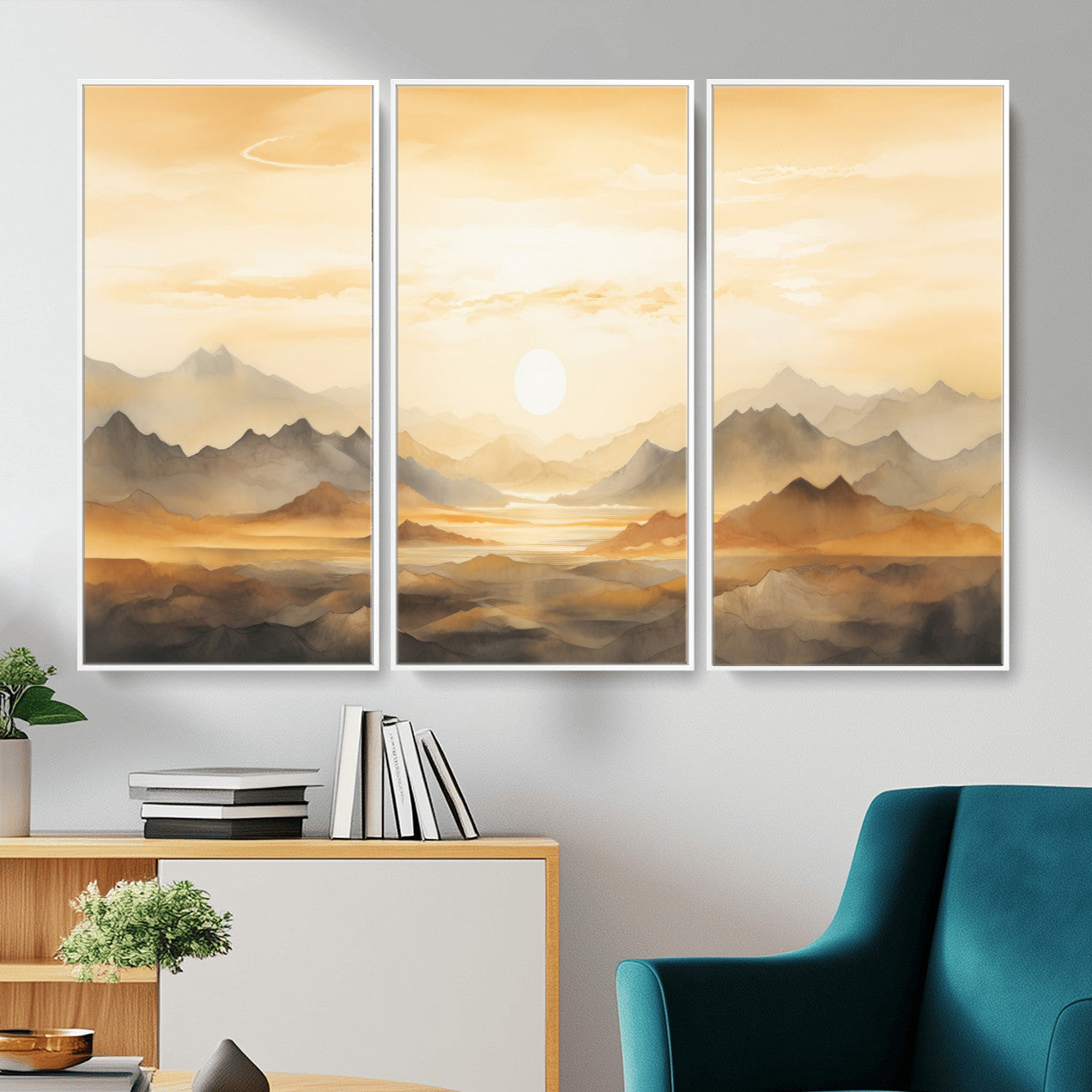 Nihat1-29-MGV-CV-36X24-Sepia Color Abstract Mountain Wall Art Canvas Print