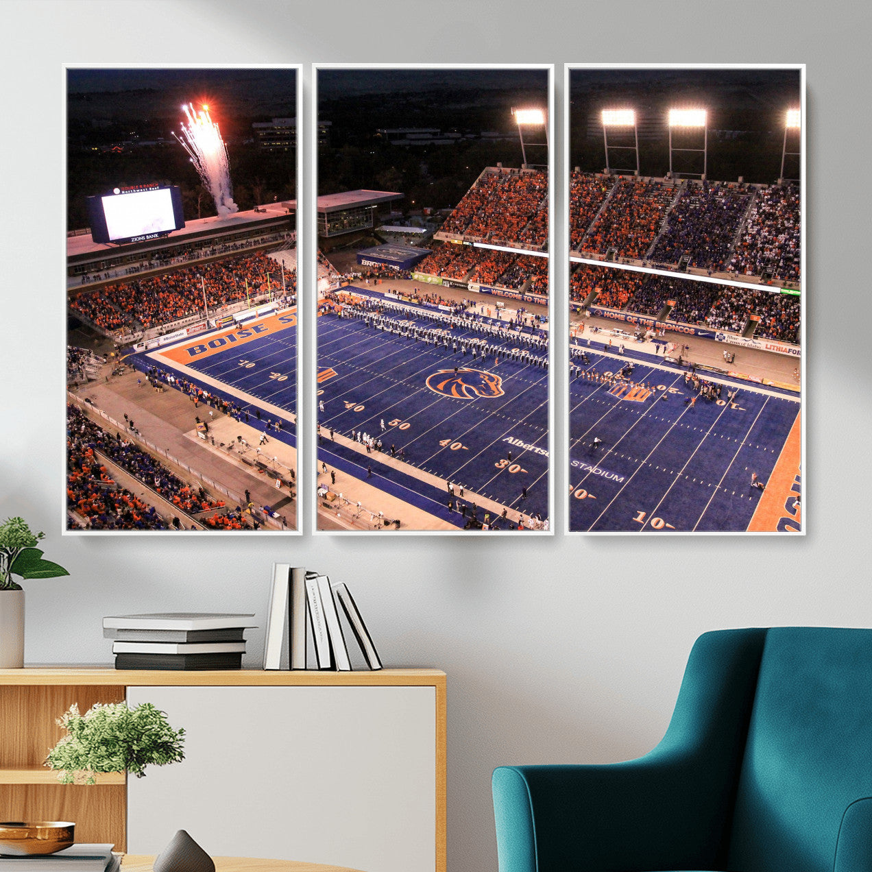 58849575-MGV-CV-36X24 - Boise State Stadium Large Wall Art Canvas Print for Living Room Office Wall Decor