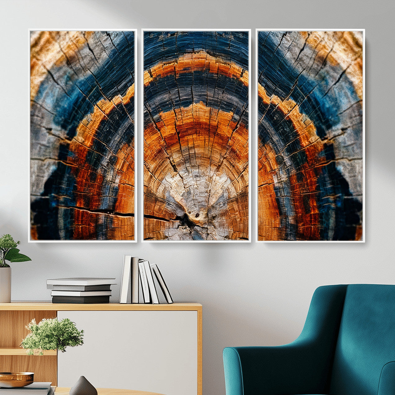 92693966N-MGV-CV-36X24 - Abstract Wood Grain Canvas Print, Tree Ring Pattern Wall Art, Framed Canvas Ready to Hang