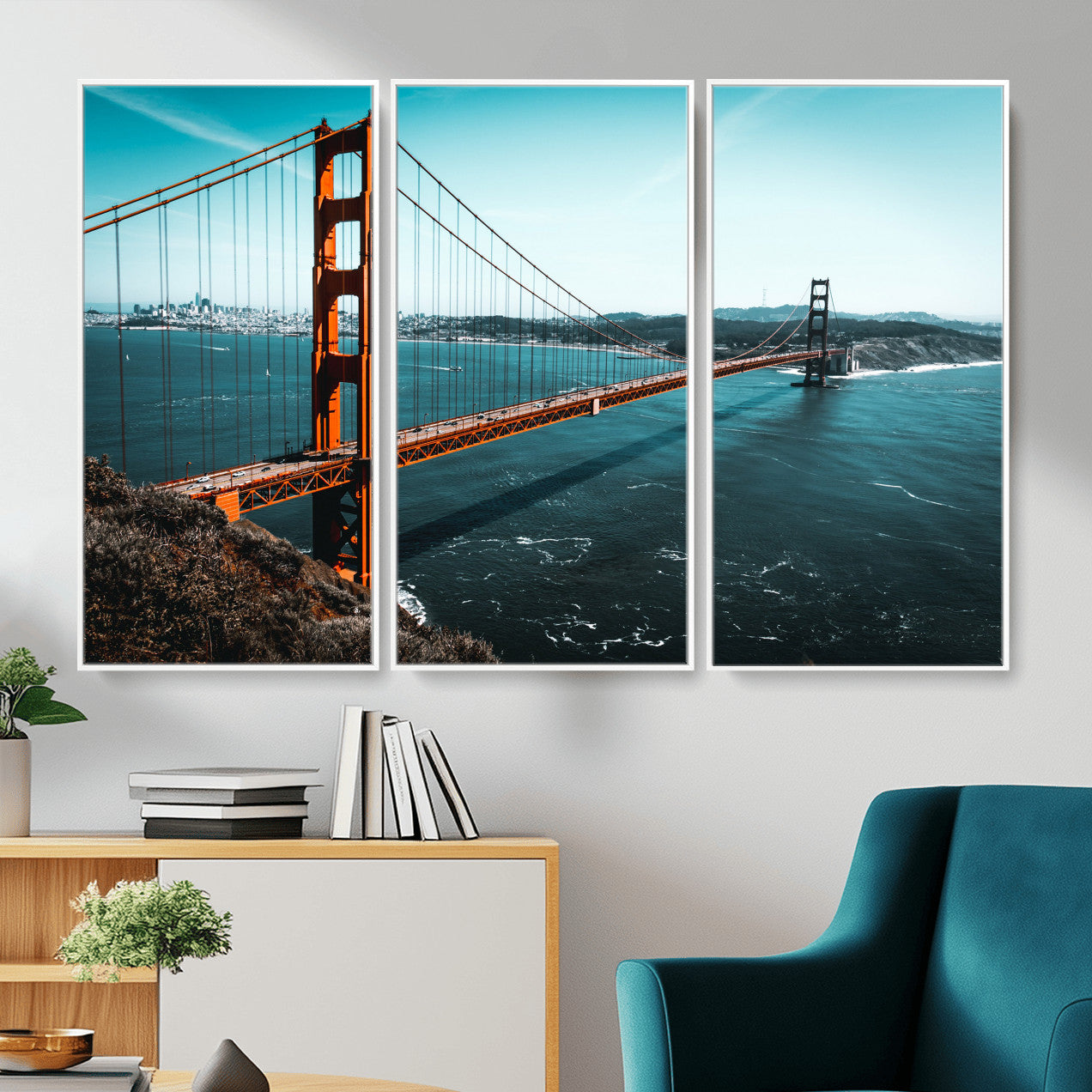 73996404-MGV-CV-36X24 - Golden Gate Bridge Wall Art Canvas Print – San Francisco Landmark Photography Artwork Print for Living Room, Office, and Modern Decor