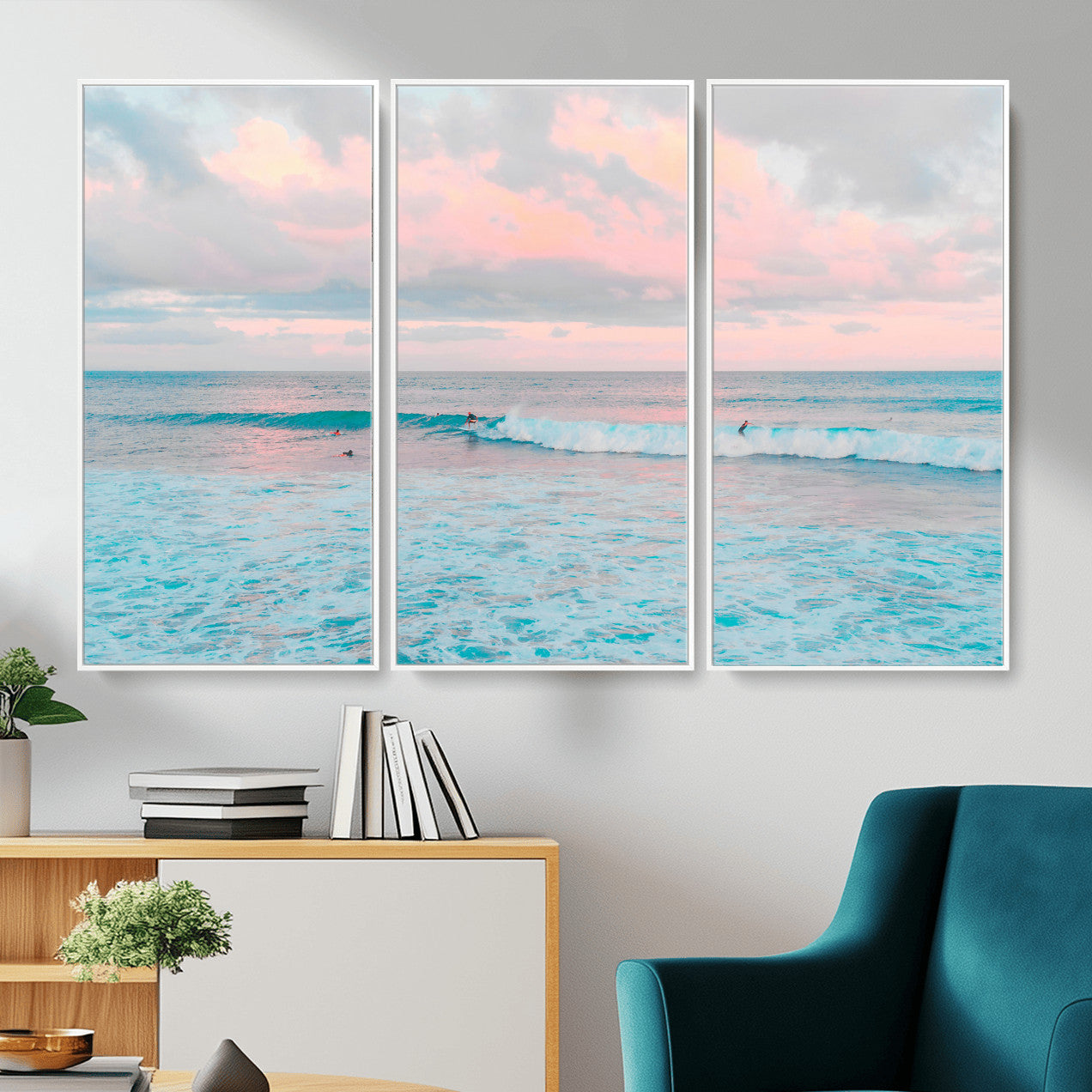 73216461-MGV-CV-36X24 - Ocean Wave Wall Art Canvas Print, Pastel Surf Seascape Photography, Coastal Beach Wall Decor
