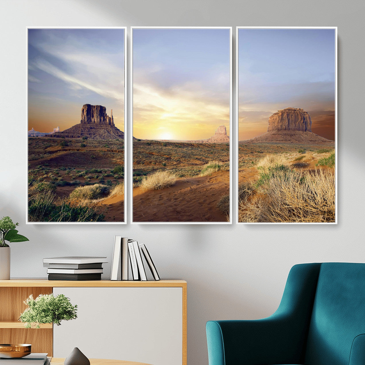 14901845-MGV-CV-36X24 - Monument Valley Desert Landscape Wall Art Canvas Print, Southwest Desert Rock Formation Canvas Print, Western Red Rock Panorama Art Printing