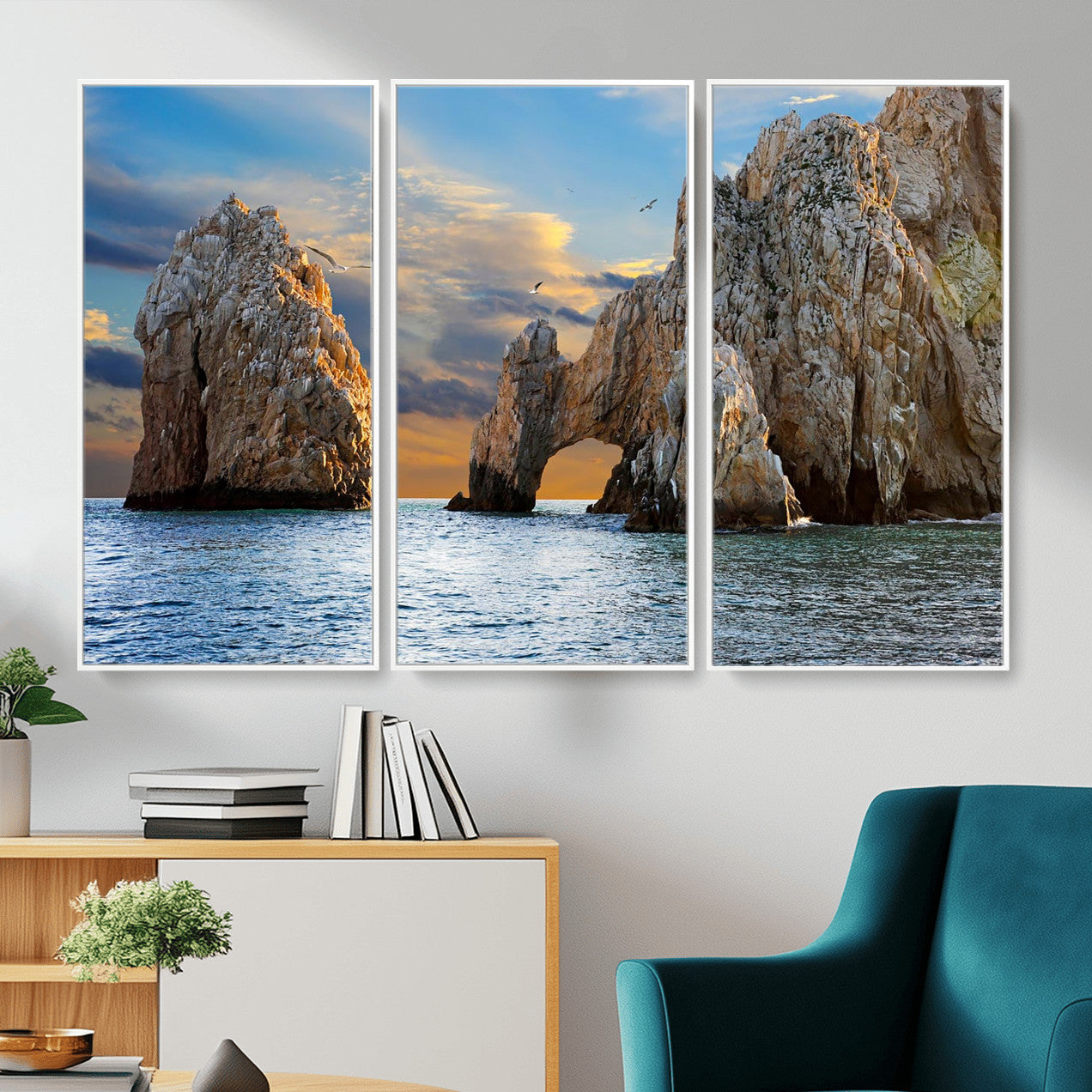 63505689-MGV-CV-36X24 - El Arco Cabo San Lucas Ocean Arch Wall Art Canvas Print, Baja California Rock Arch Seascape Canvas Print, Mexico Coastal Landmark Scenic Art Printing