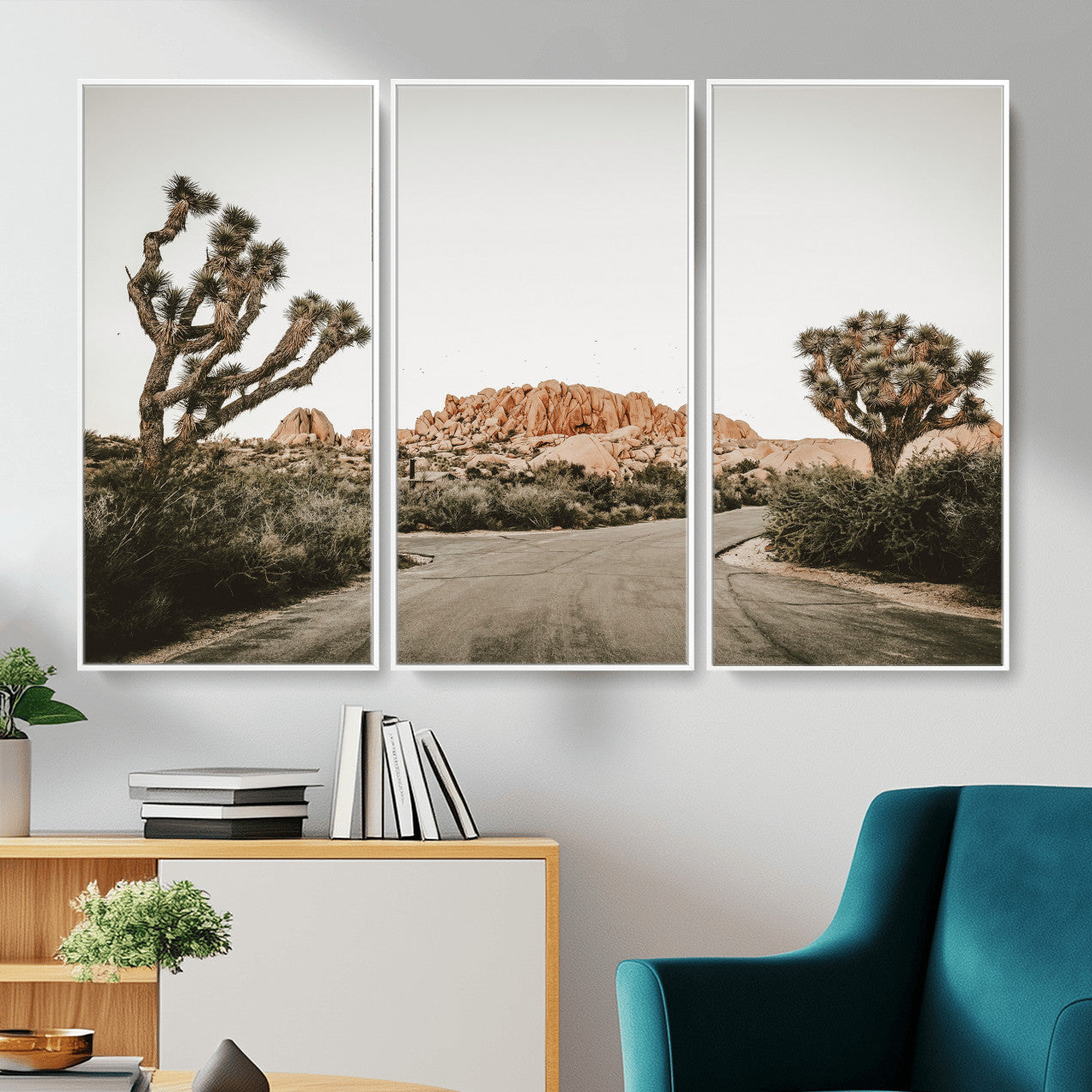 97248544-MGV-CV-36X24 - Joshua Tree Desert Wall Art Canvas Print, Minimal Southwestern Landscape Nature Wall Decor for Modern and Boho Interiors