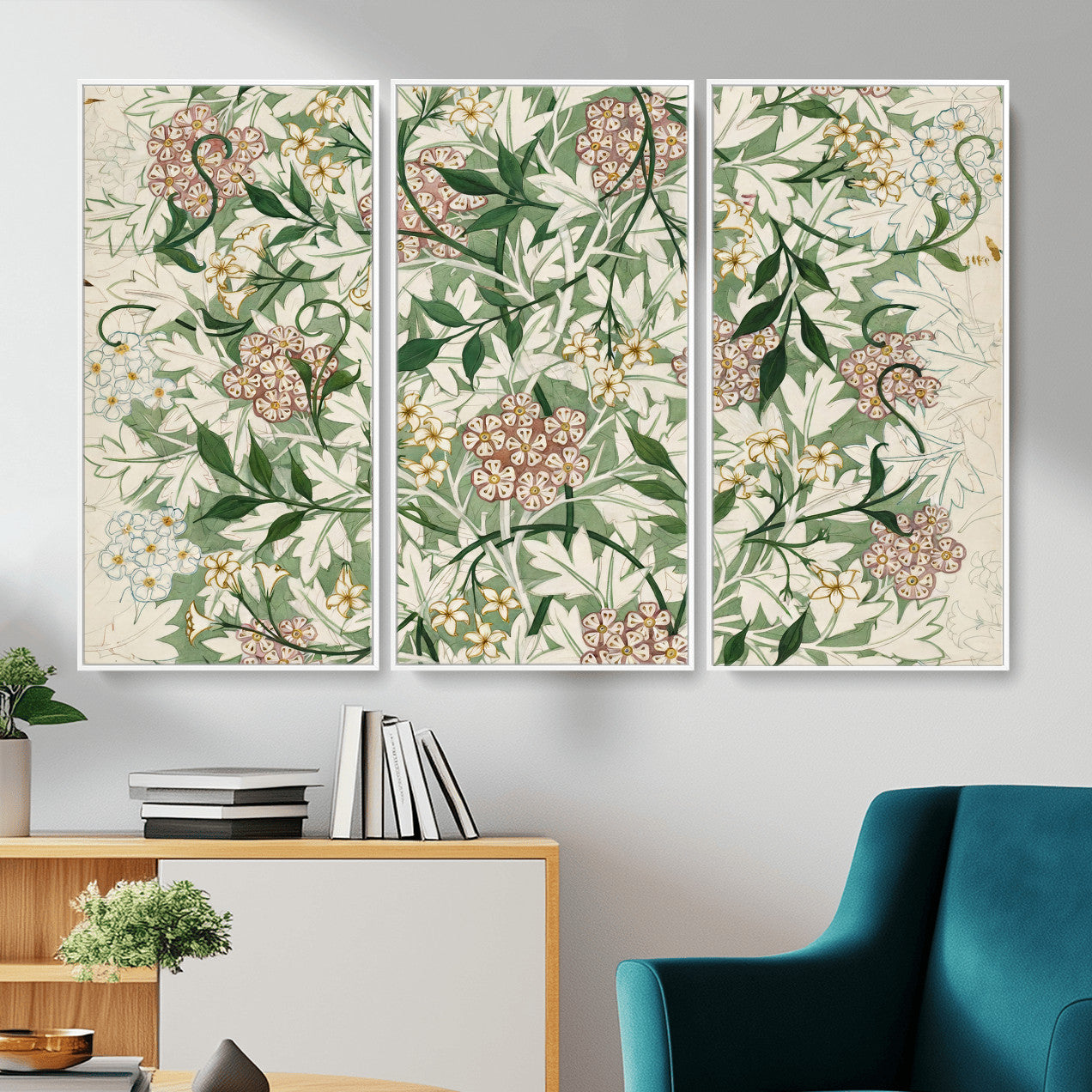 33560597-MGV-CV-36X24 - William Morris Jasmine 1872 Canvas Wall Art — Arts and Crafts Botanical Print | Vintage Green Floral Decor | Cottagecore Gift | Classic Art