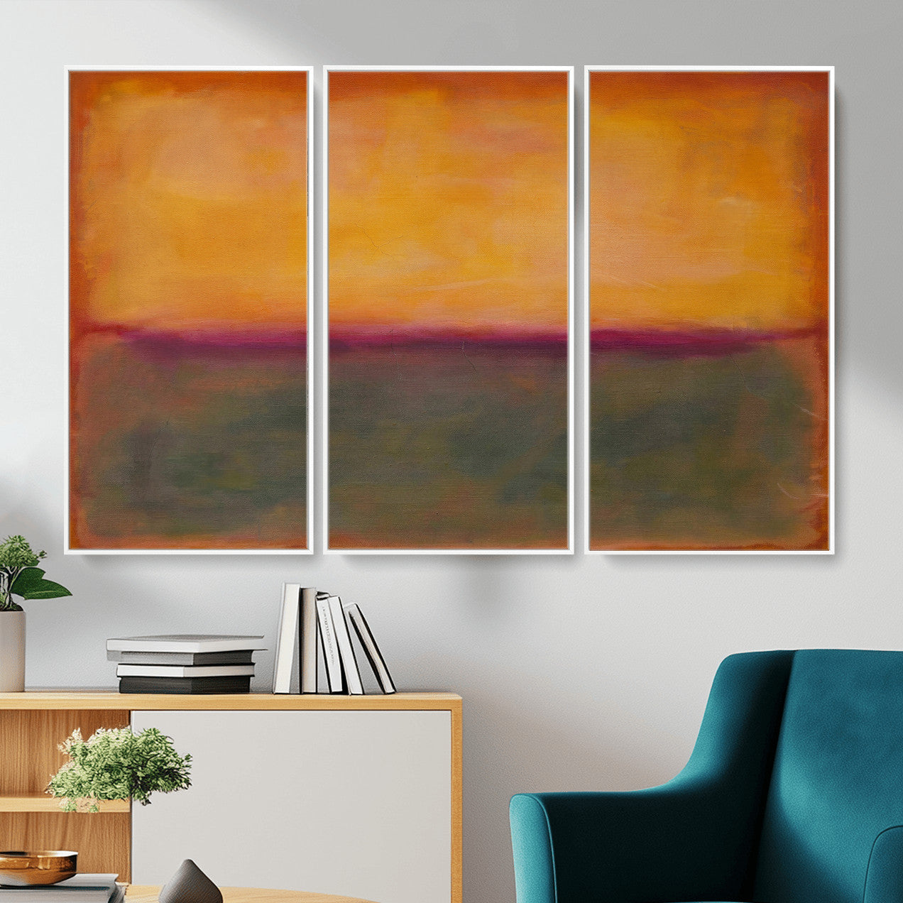 21628300-MGV-CV-36X24 - Abstract Color Field Wall Art Canvas Print, Framed Minimalist Horizon Artwork for Living Room Bedroom Office
