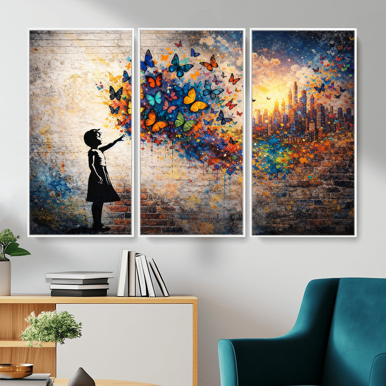 21540821-MGV-CV-36X24 - Banksy Girl Wall Art Canvas Print for Living Room Decor