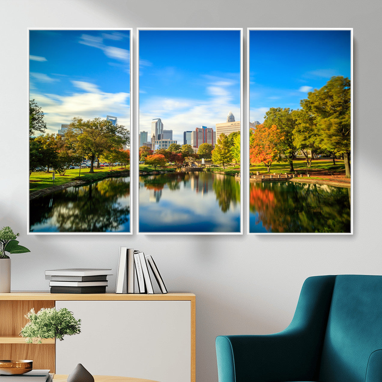 83254720-MGV-CV-36X24 - Charlotte Skyline Canvas Wall Art Print – North Carolina Cityscape Photography Print