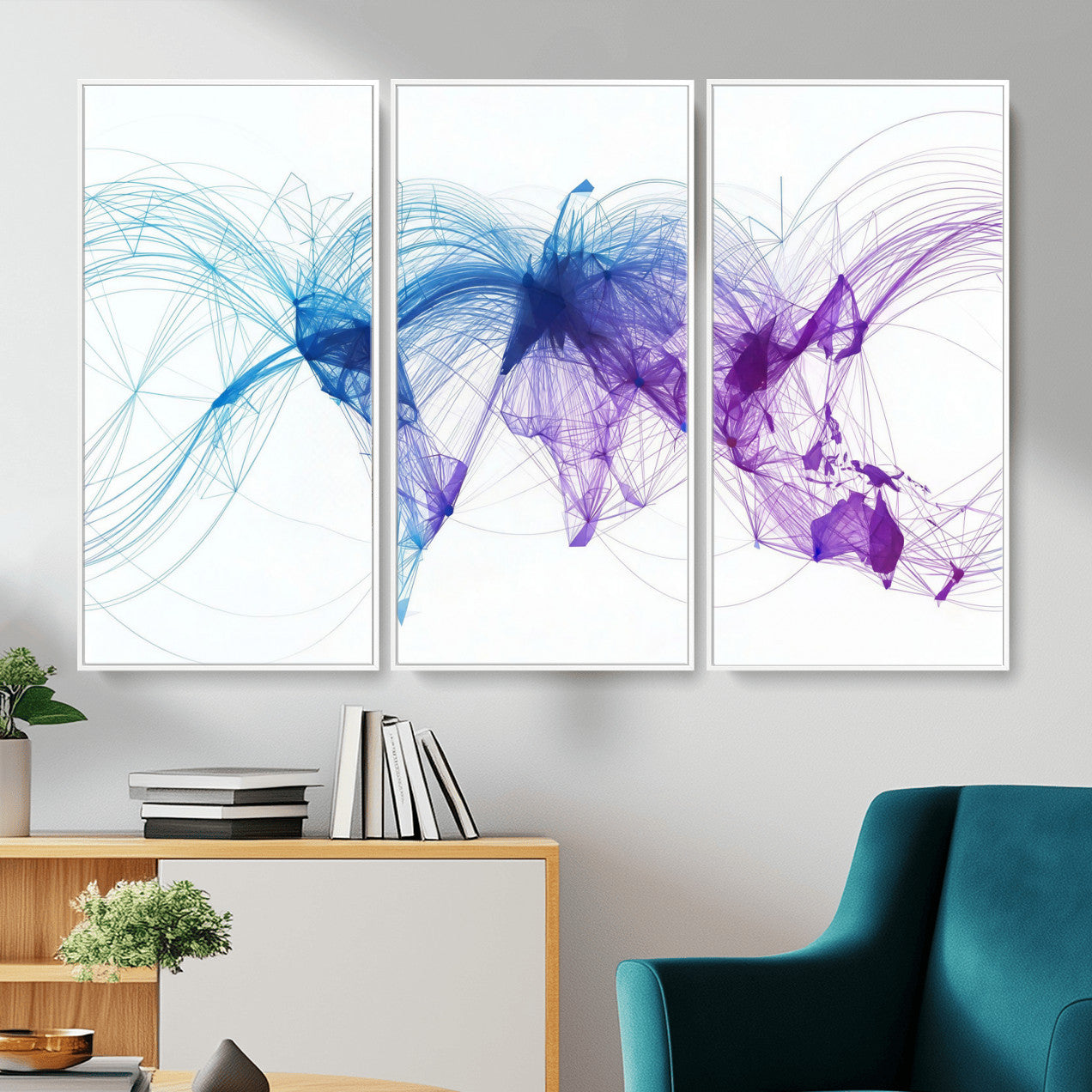 75155491-MGV-CV-48X32-3P - Global Flight Routes Map Canvas Wall Art, Worldwide Aviation Network Print, International Air Travel Wall Decor