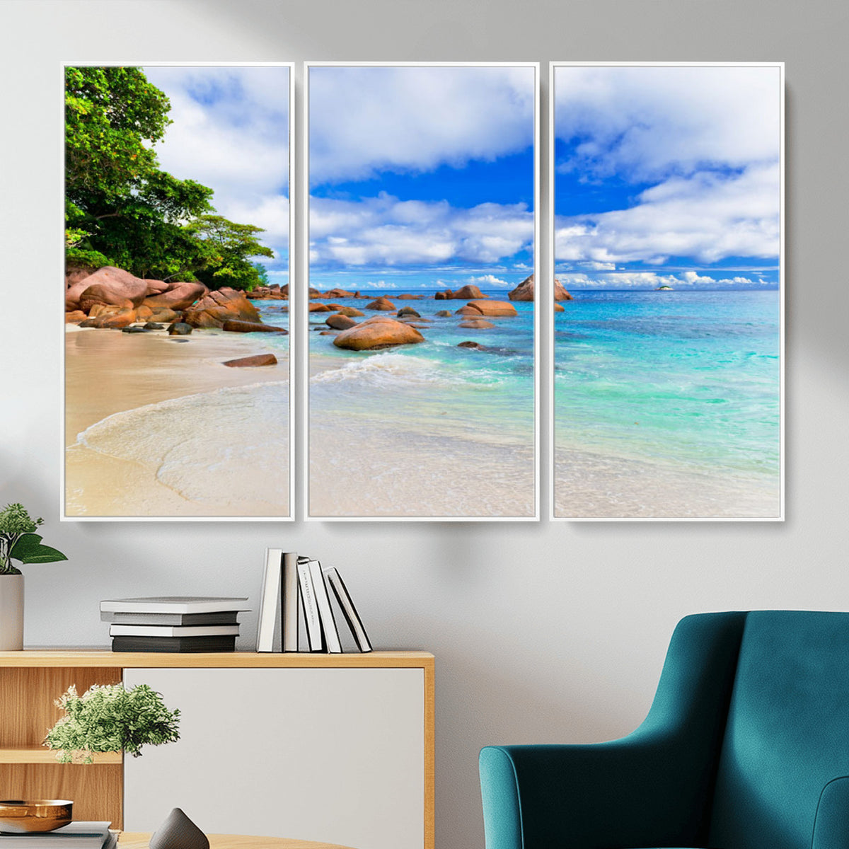 81980382-MGV-CV-36X24 - Seychelles Beach Canvas Wall Art - Anse Intendance Turquoise Ocean Print