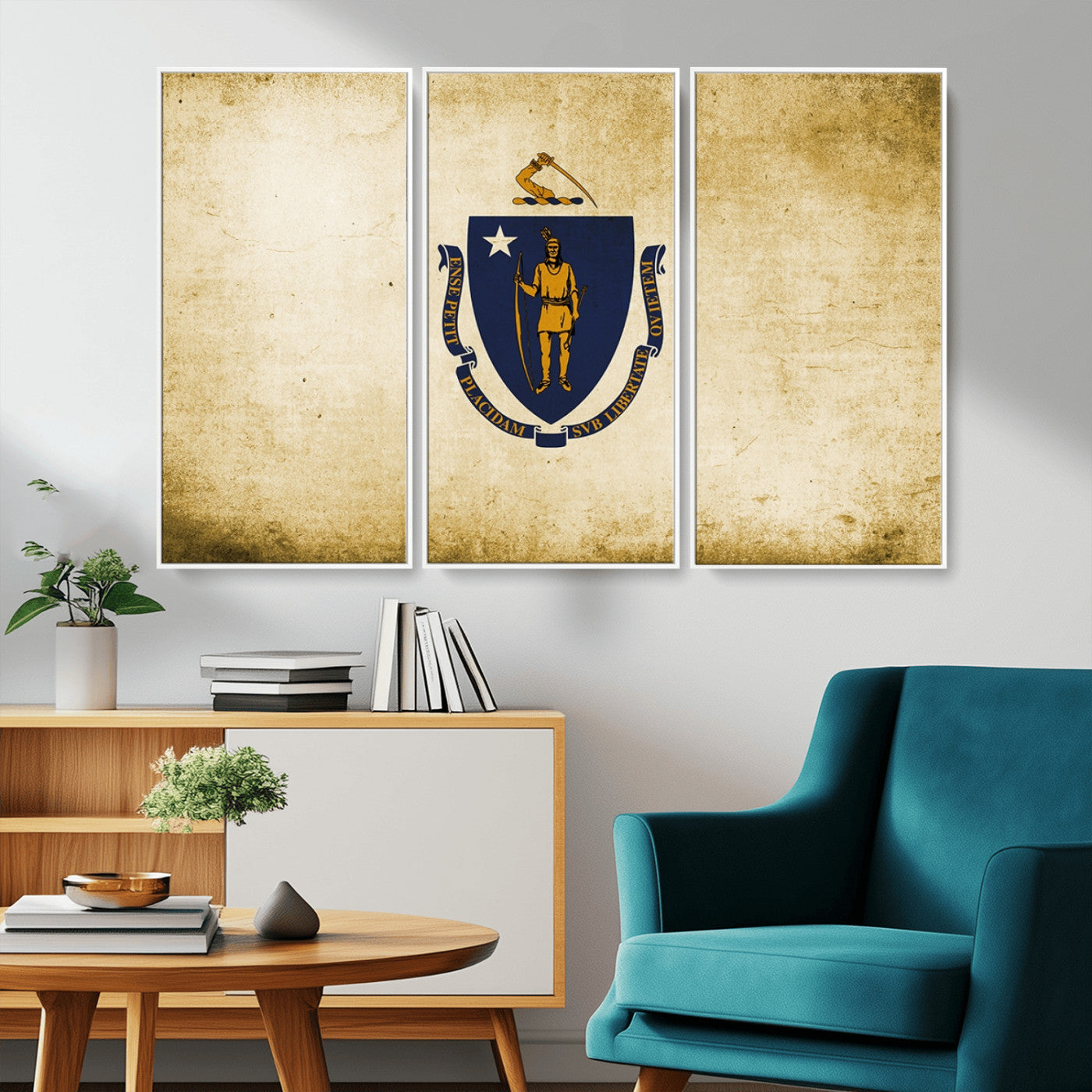 -Massachusetts Flag Wall Art Canvas Print