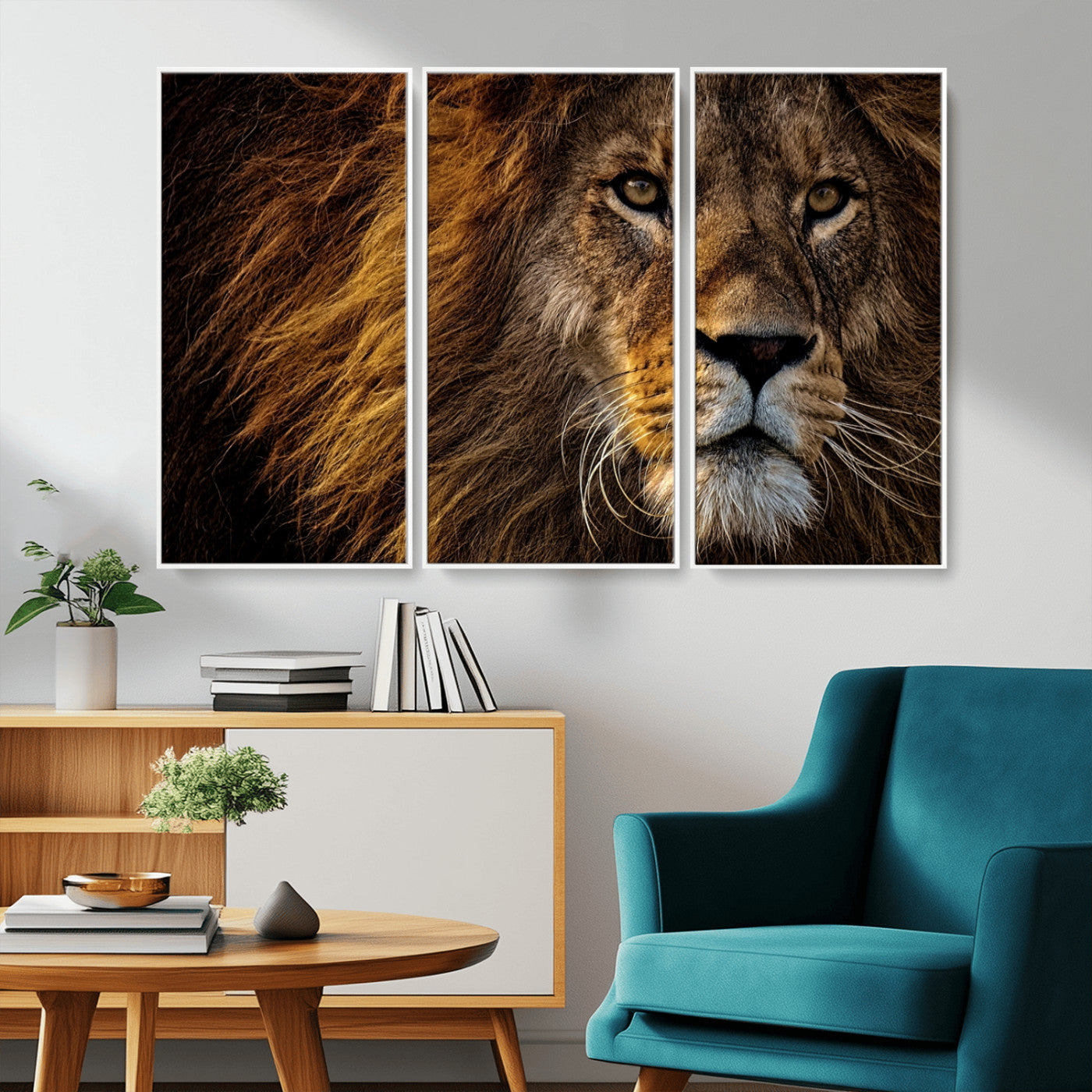 -Mighty Lion Wall Art Canvas Print – Majestic Animal Portrait Artwork for Home, Office, Living Room, Guest Room