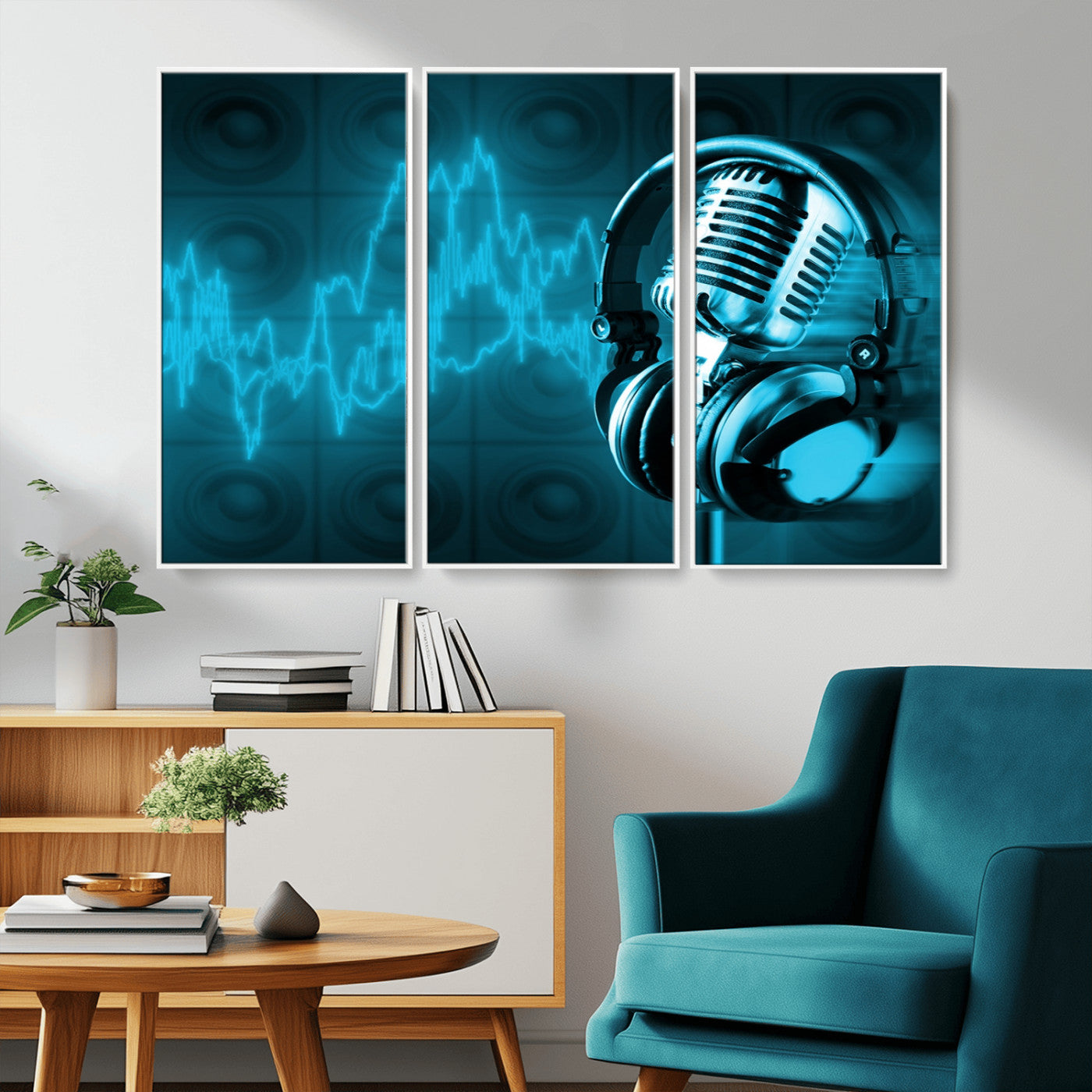 -Music and Microphone Wall Art Canvas Print