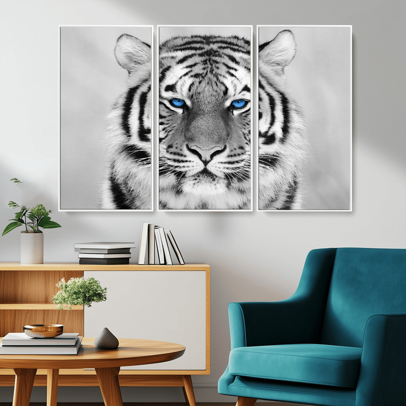 -Black and White Tiger Wall Art Animal Canvas Print