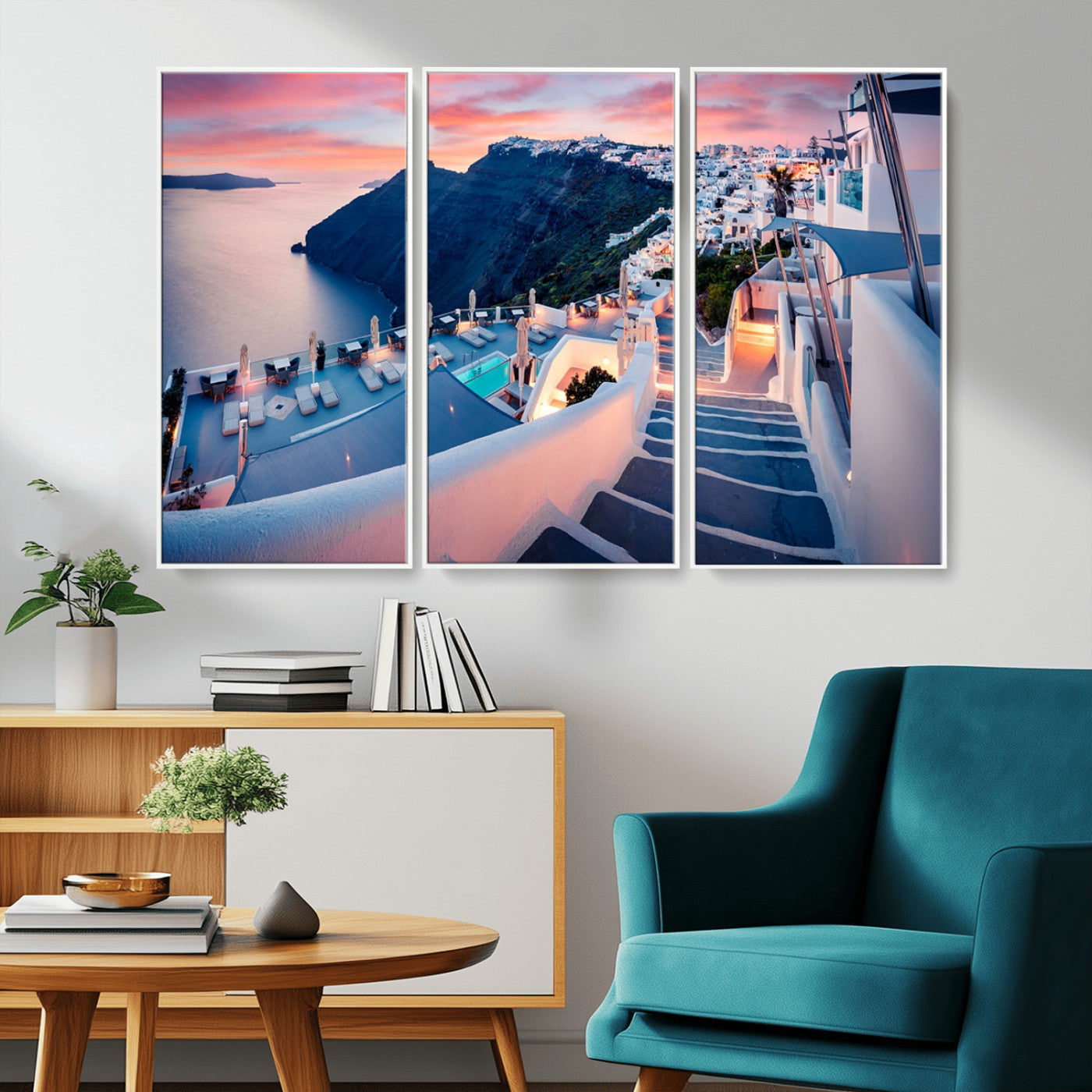 -Santorini Island Wall Art Canvas Print