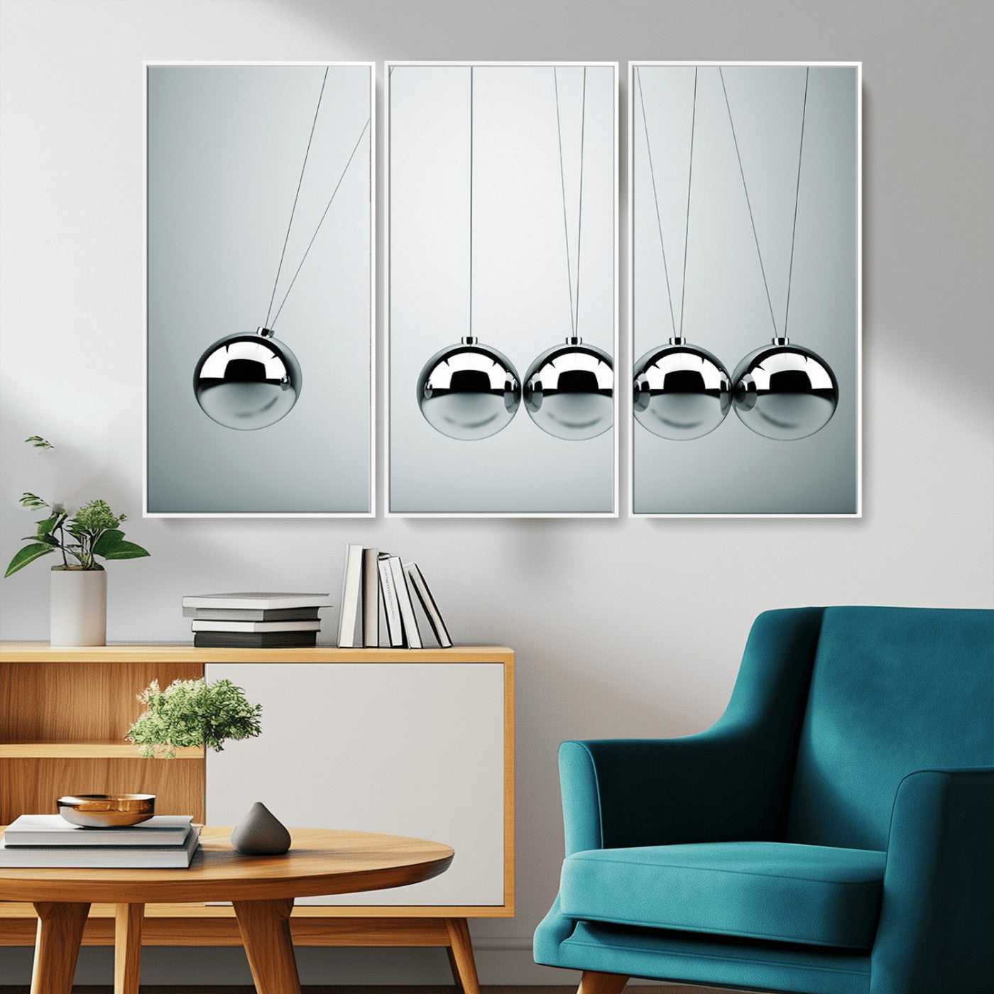 -Newton's Cradle Wall Art Canvas Print, Framed Newton Cradle Wall Art