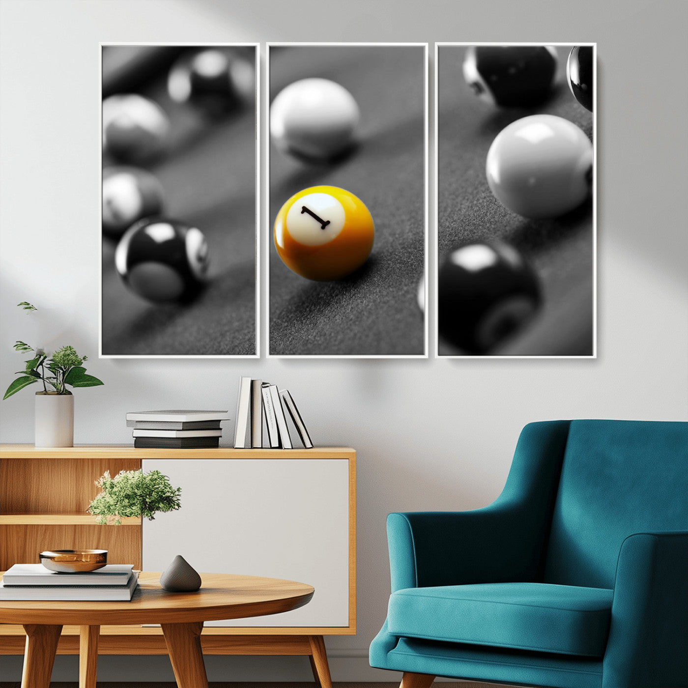 -Wall Art Pool Table and Balls Canvas Print