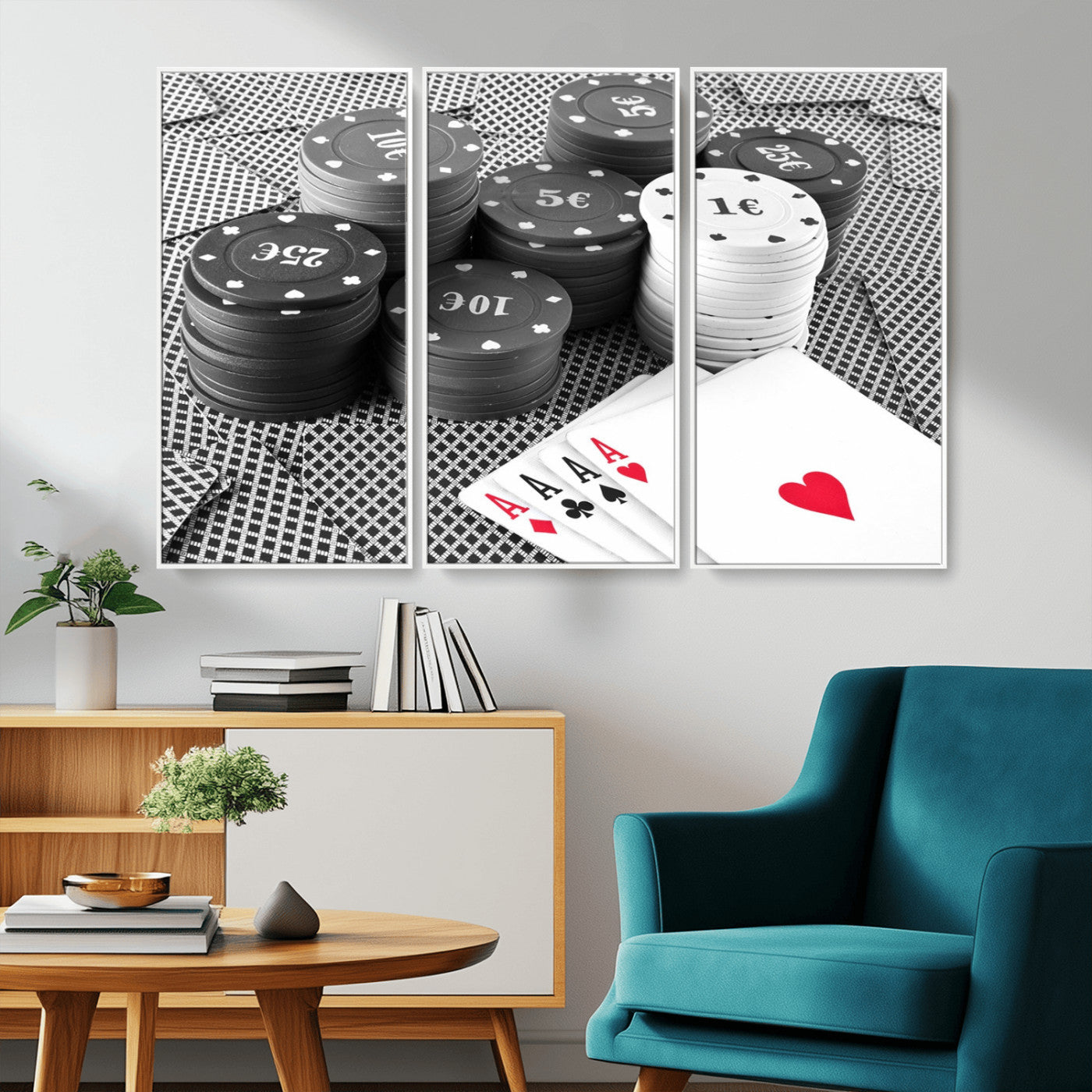 -Poker Game Cards Wall Art Canvas, Multi Panel Wall Art Canvas Print