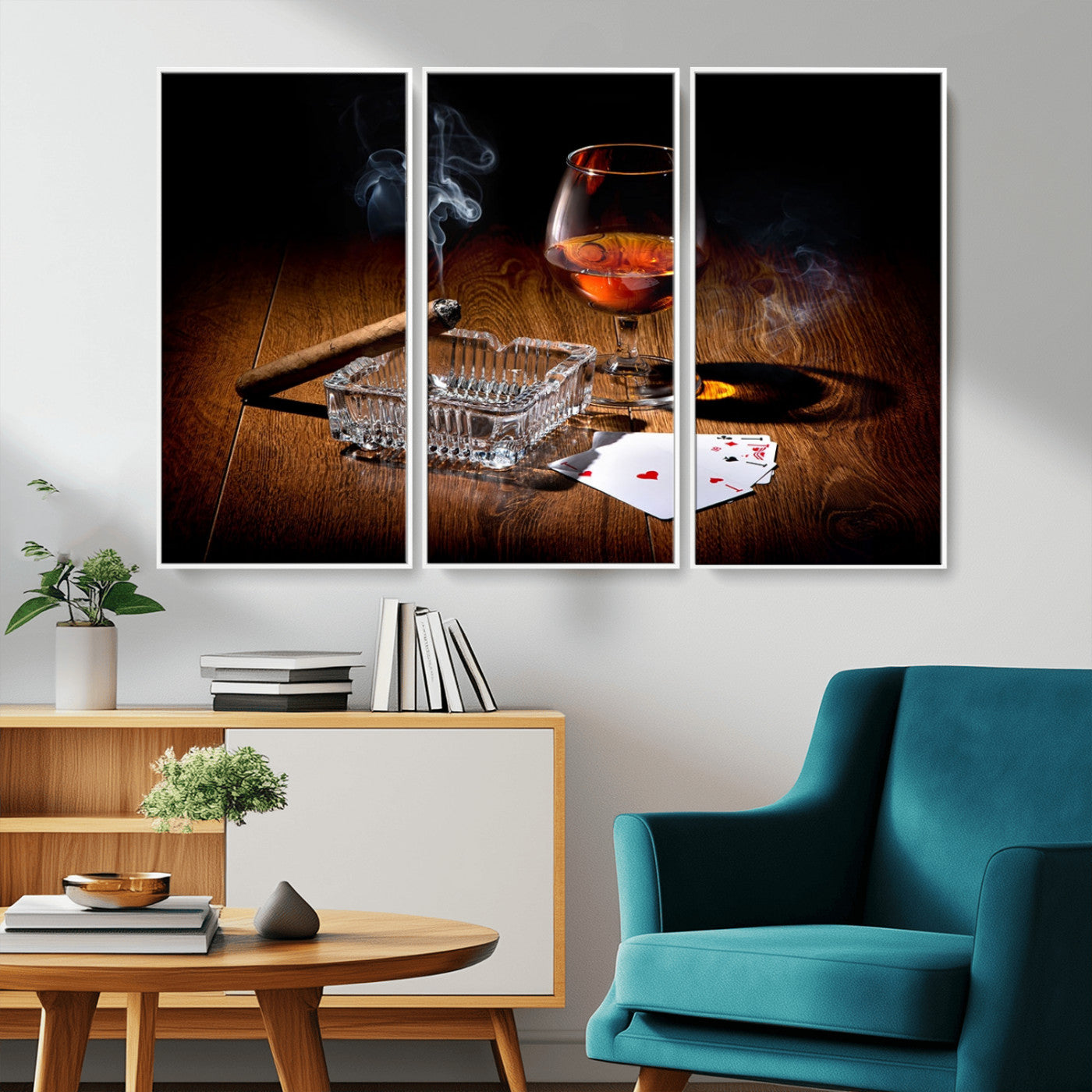 -Whiskey Cigar Wall Art Canvas Print Kitchen Wall