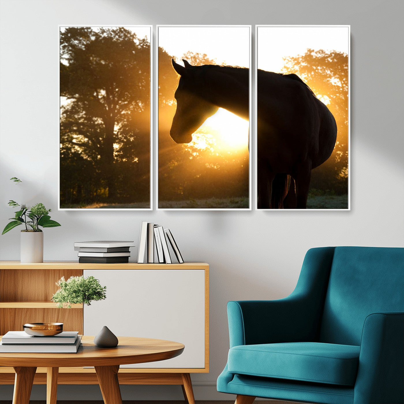 65224-MGV-FC-48X32-3P_White-Horse at Sunset Wall Art Animal Canvas Print