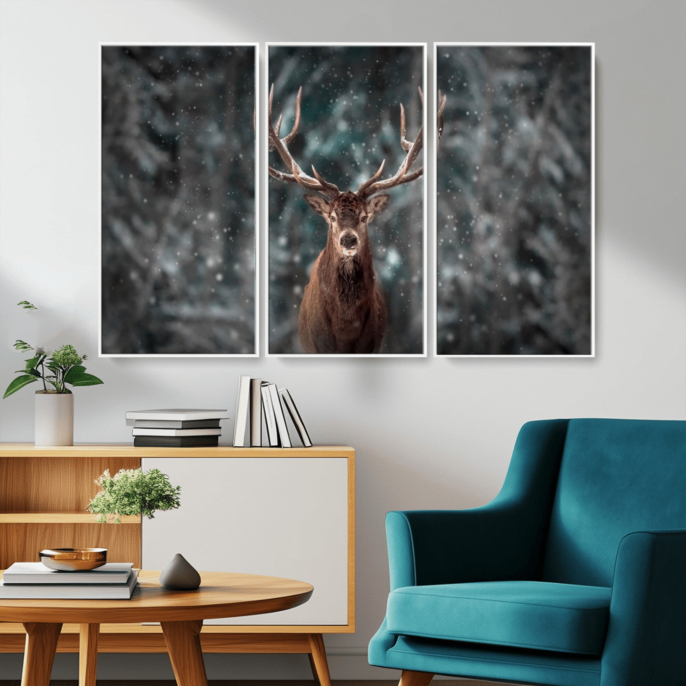 -Wall Art Deer Art Animal Canvas, Framed Wall Art Deer Canvas Print