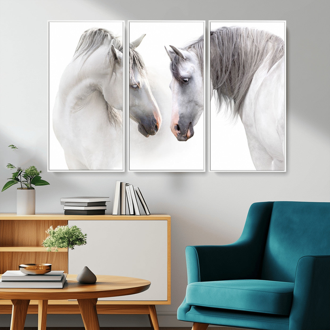 -White Horse Wall Art Animal Canvas Print