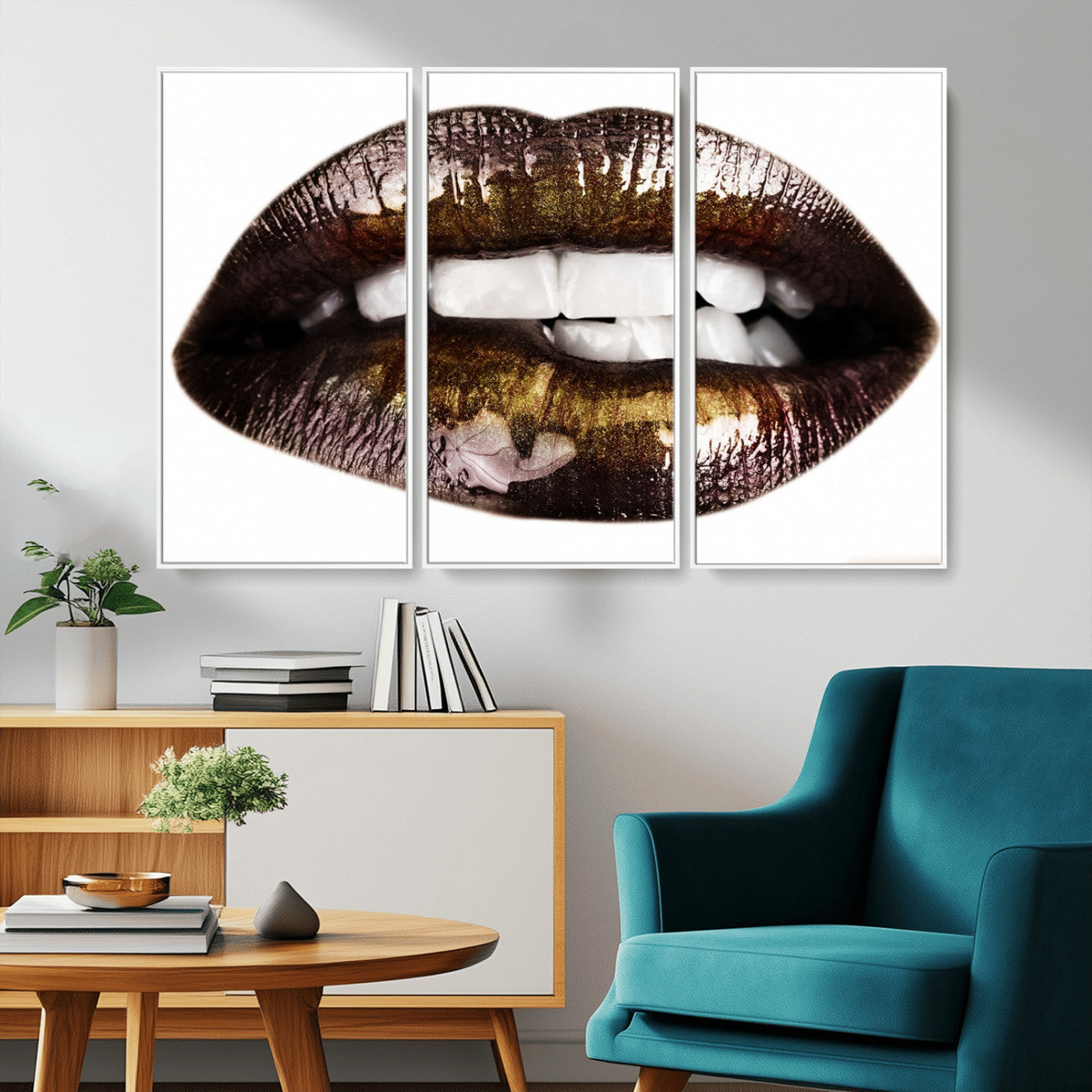 -Close Up Lips Wall Art Canvas Print