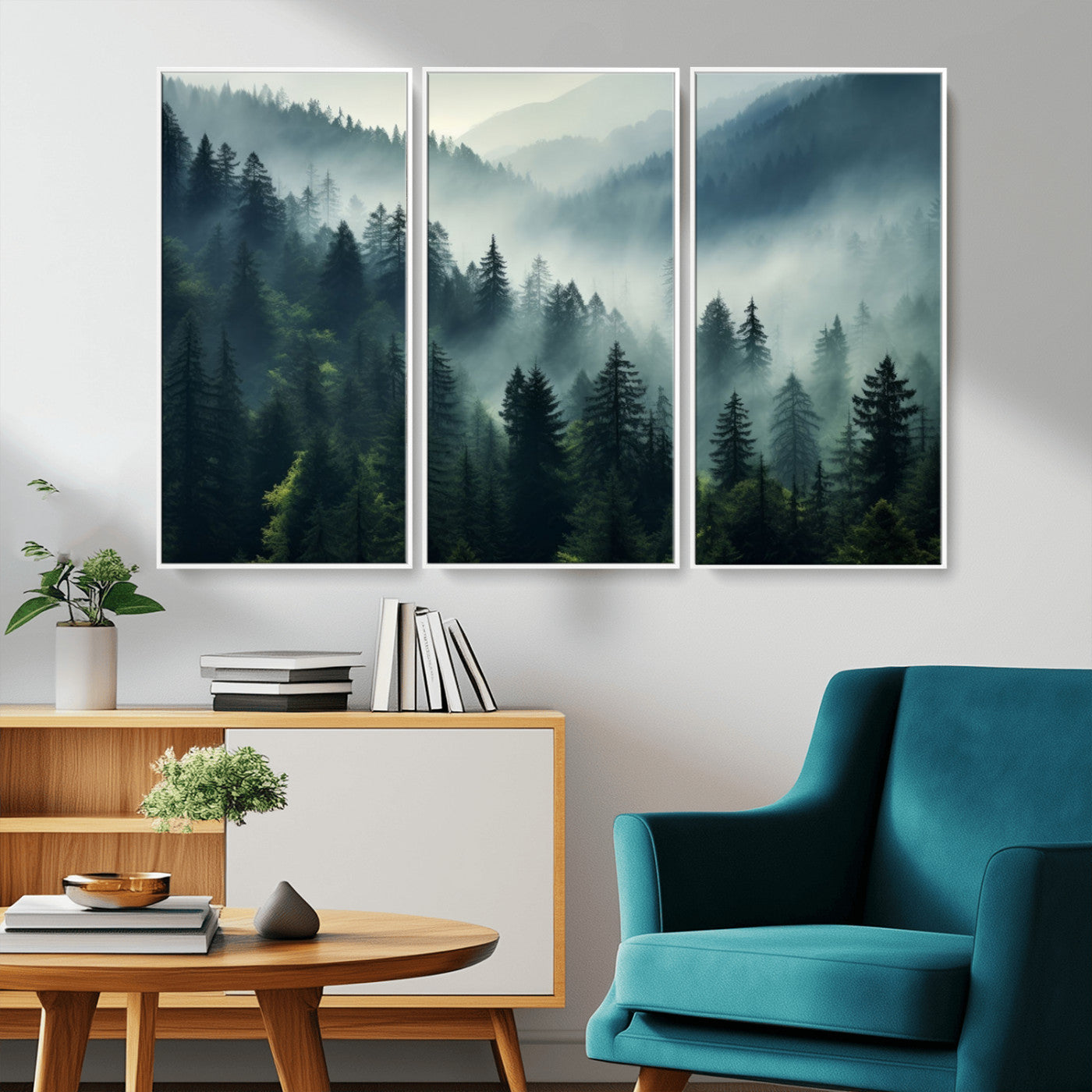 -Captivating Misty Forest Wall Art Premium Canvas Print a Foggy and Serene Atmosphere Art