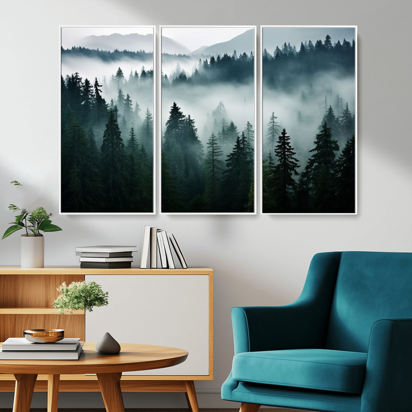 -Captivating Misty Forest Wall Art Canvas, Premium Canvas Print a Foggy and Serene Atmosphere