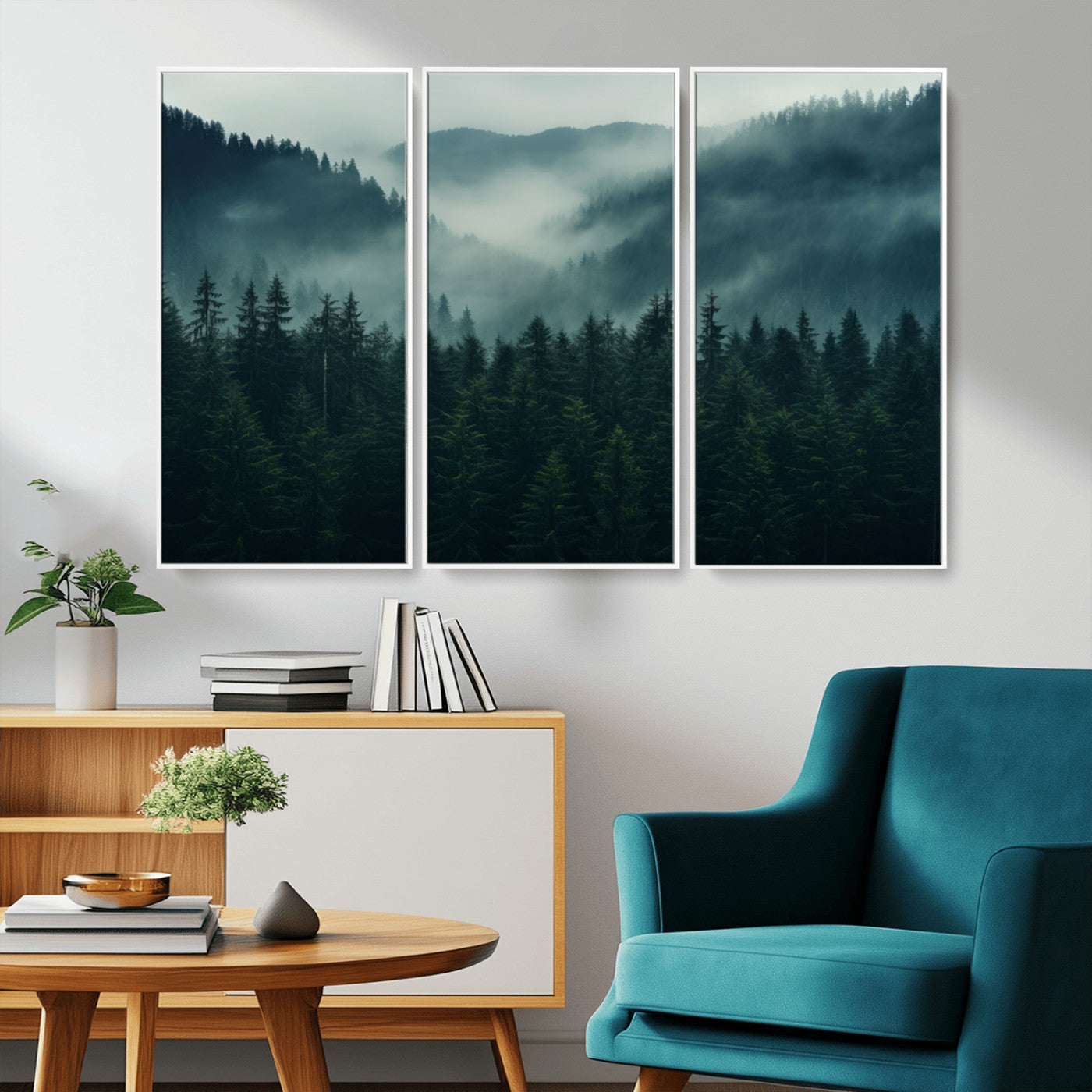 -Captivating Misty Forest Wall Art Premium Canvas Print, Foggy and Serene Atmosphere Wall Art Canvas