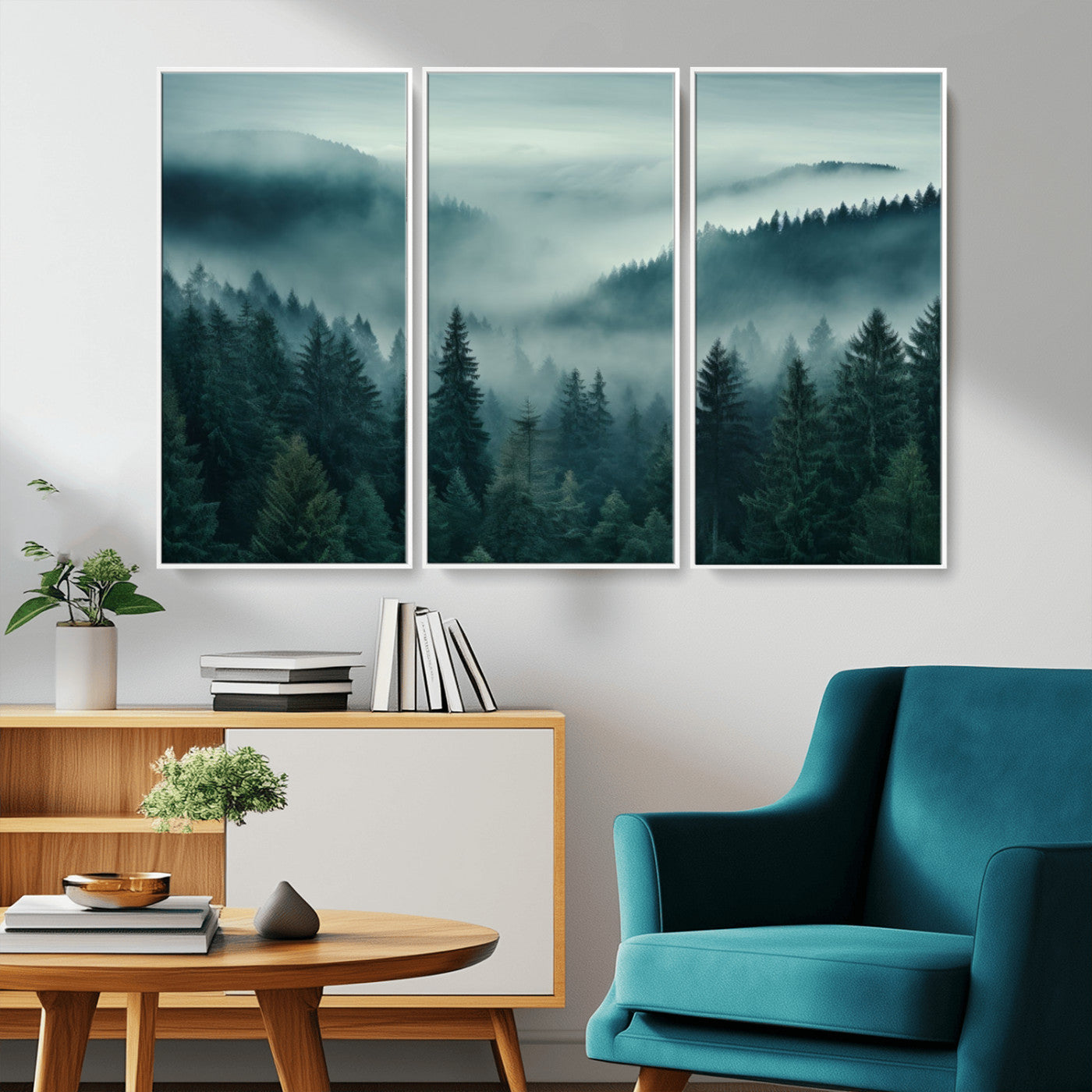 -Captivating Misty Foggy Forest Wall Art Premium Canvas Print