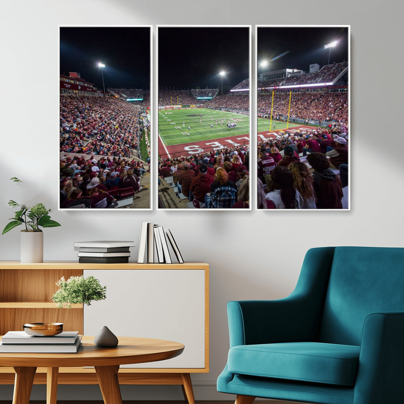 -American Football Wall Art Canvas Print Framed Stadium Sport Wall Art Print Iconic Game Day Decor for Home, Office