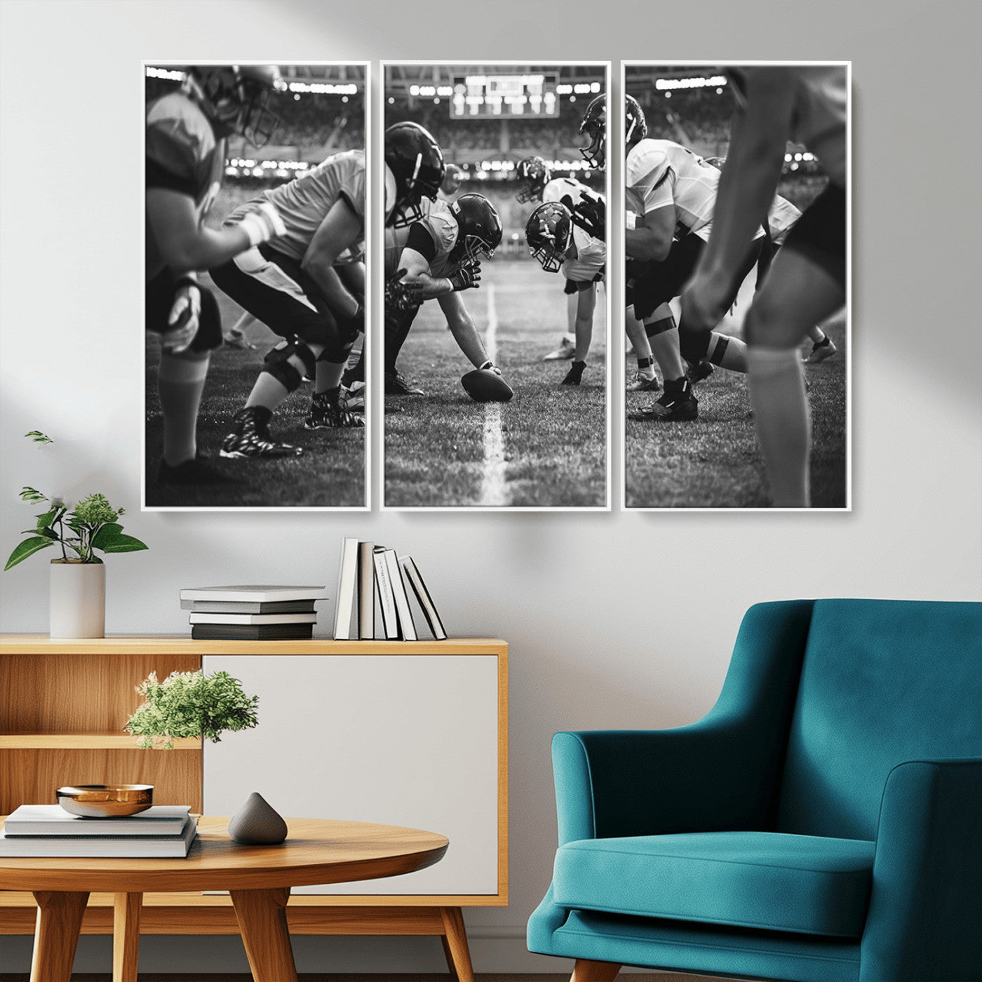 -American Football Wall Art Canvas Print Framed Stadium Sport Wall Art Iconic Game Day Decor for Home, Office