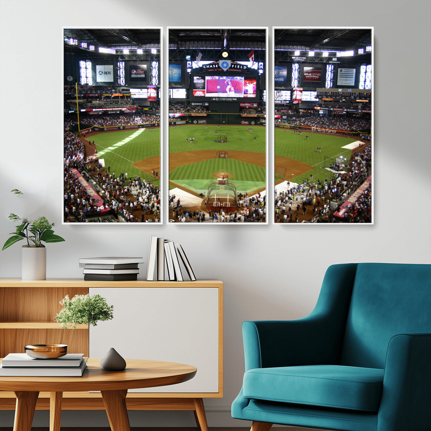 91630-MGV-CV-36X24-Arizona Diamondbacks Baseball Team Print - Phoenix Chase Field Baseball Stadium Wall Art Canvas