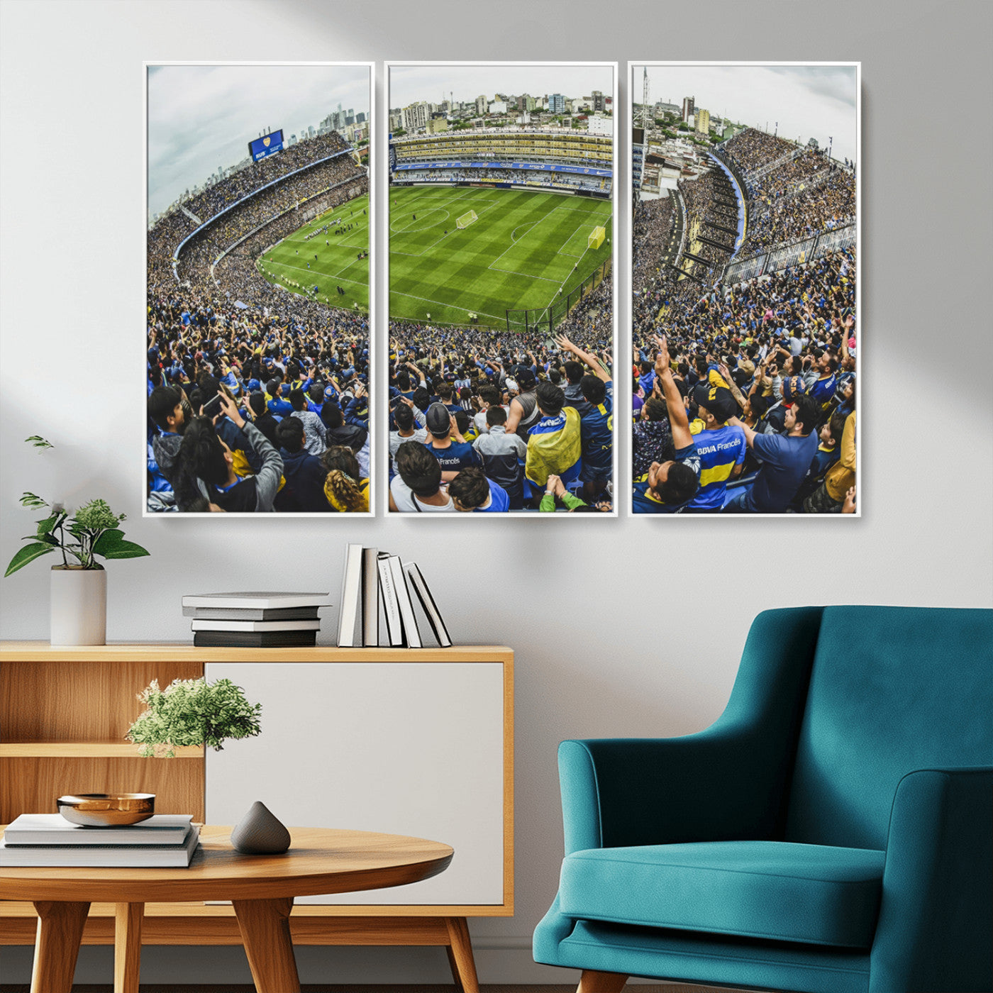 63839-MGV-FC-48X32-3P_White-Boca Juniors Soccer Team Print Wall Art - Buenos Aires Bombonera Stadium Canvas Print