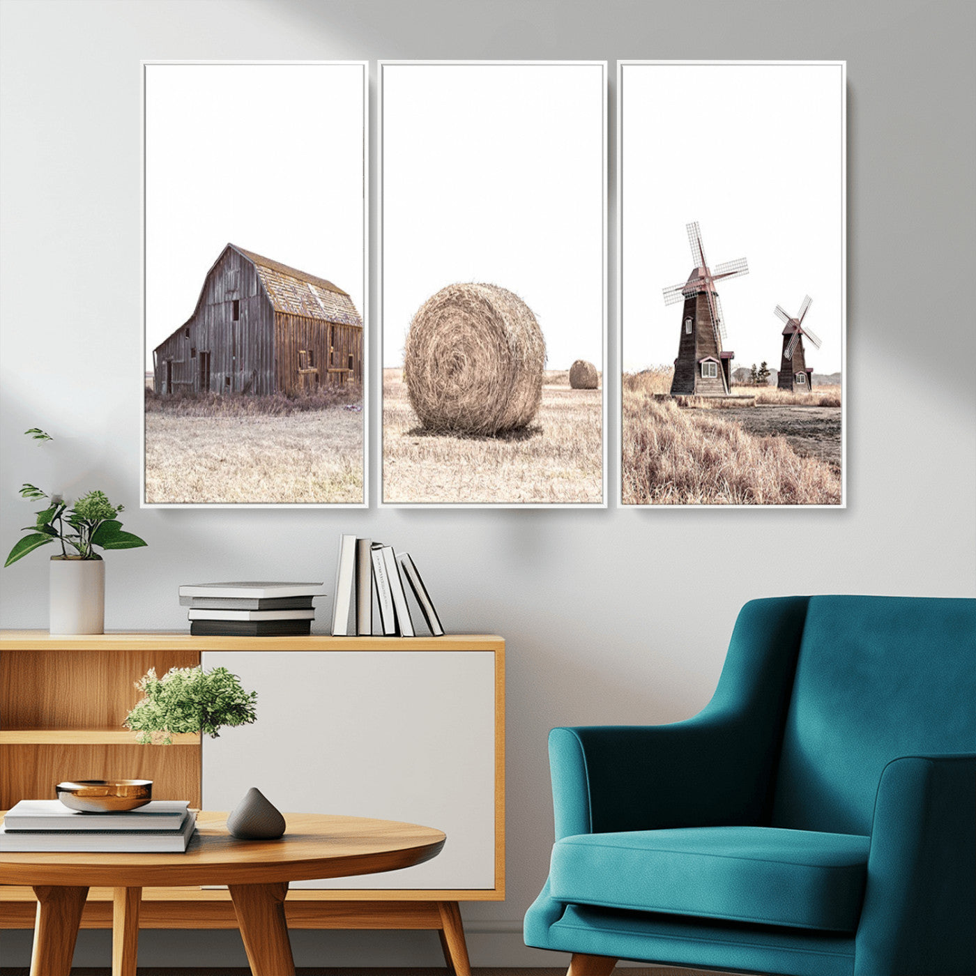 94971-MGV-CV-36X24-Farm Prints Set, Set of 3 Farmhouse Wall Art, Country House Decor