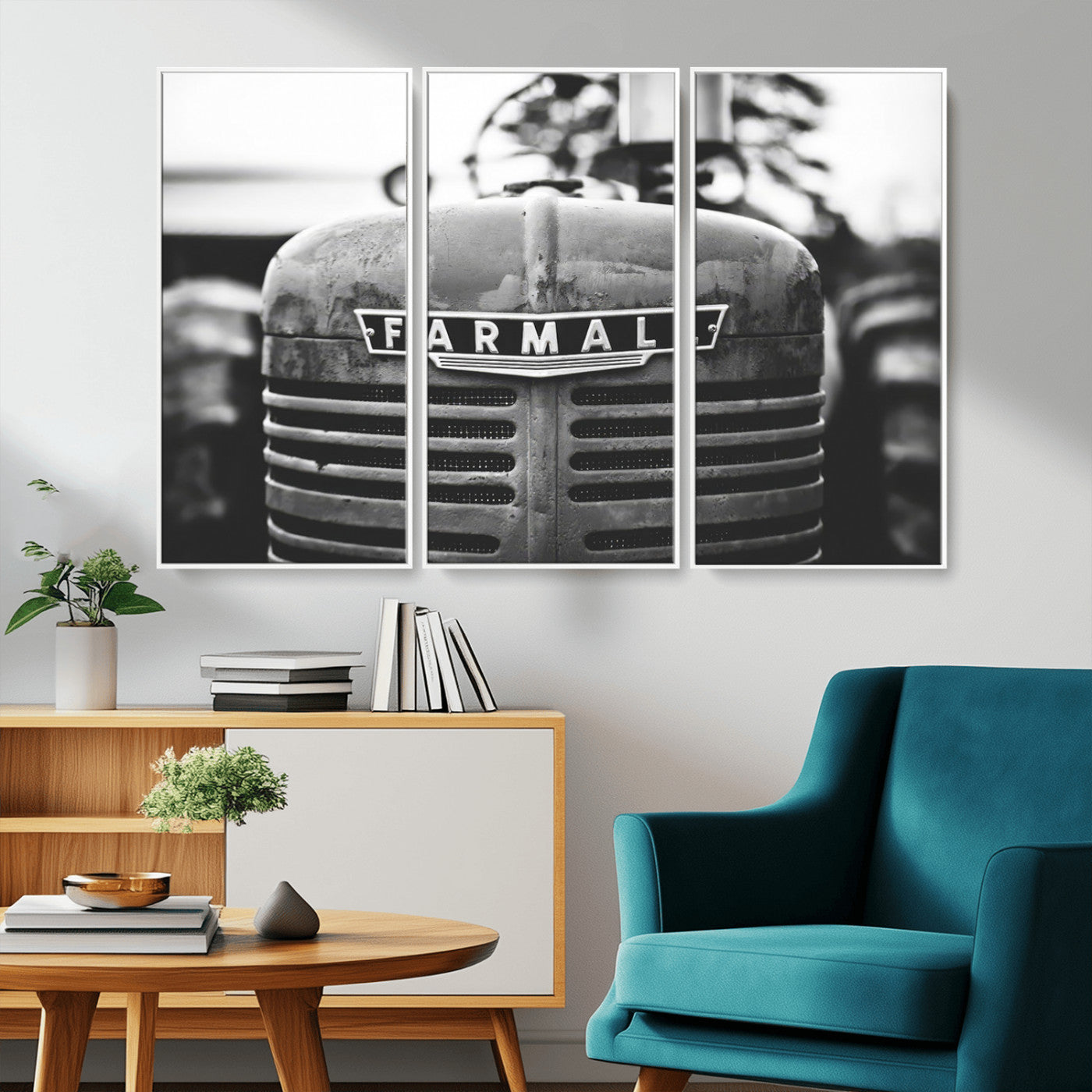 -Vintage Farmall Tractor Wall Art Canvas Print, Rustic Farmhouse Decor Ready to Hang