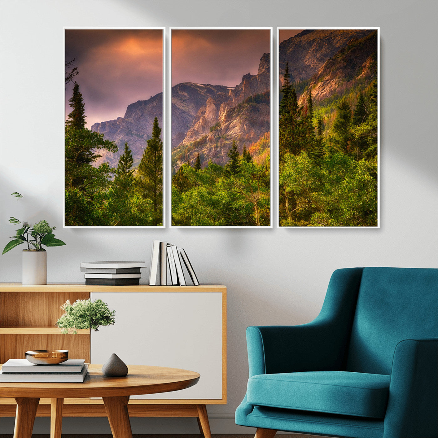 -Colorado Rockies Mountains Wall Art Canvas Print | Ready to Hang Framed Mountain Landscape