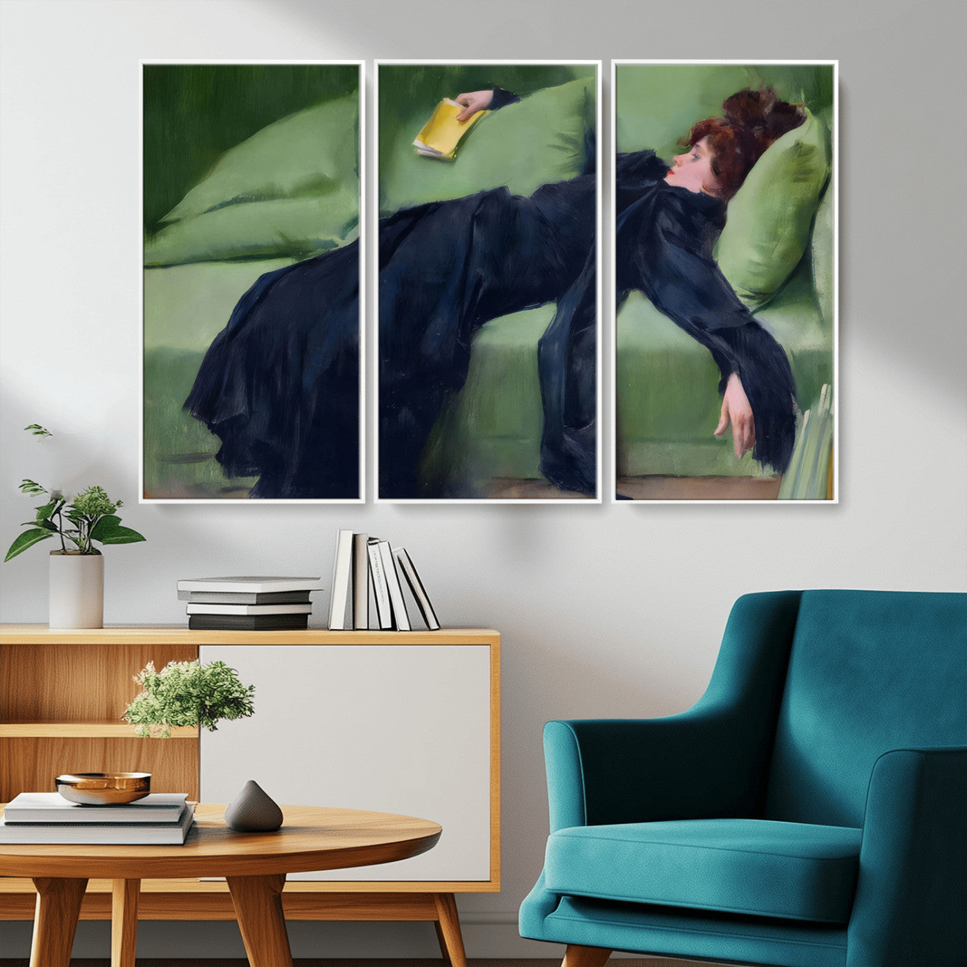 17725-MGV-FC-48X32-3P_White-Decadent Girl by Ramon Casas Wall Art Canvas Print, Framed Decadent Girl Canvas Print