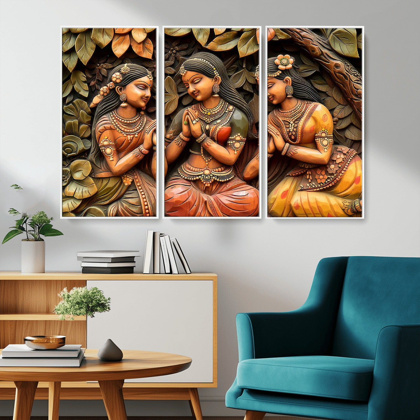 12926-MGV-CV-36X24-Indian Woman Statue Wall Art Canvas Print