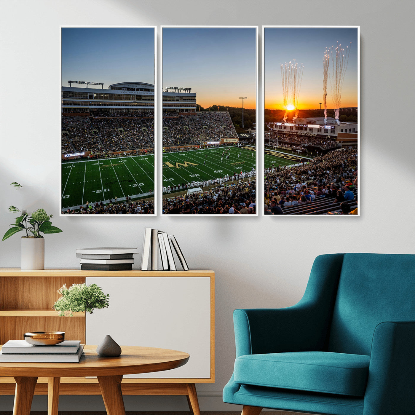 29253-MGV-CV-36X24-Demon Deacons Football Team Print Canvas- Winston-Salem Allegacy Federal Credit Union Stadium Wall