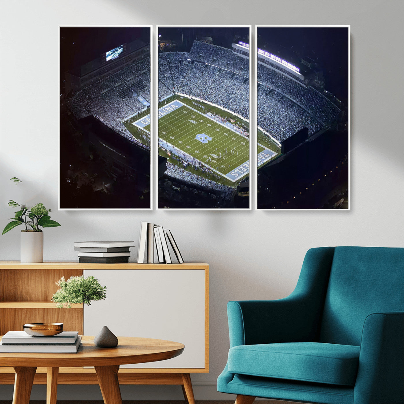 88375-MGV-CV-36X24-University of North Carolina Tar Heels Football Team Print - Chapel Hill Kenan Memorial Stadium