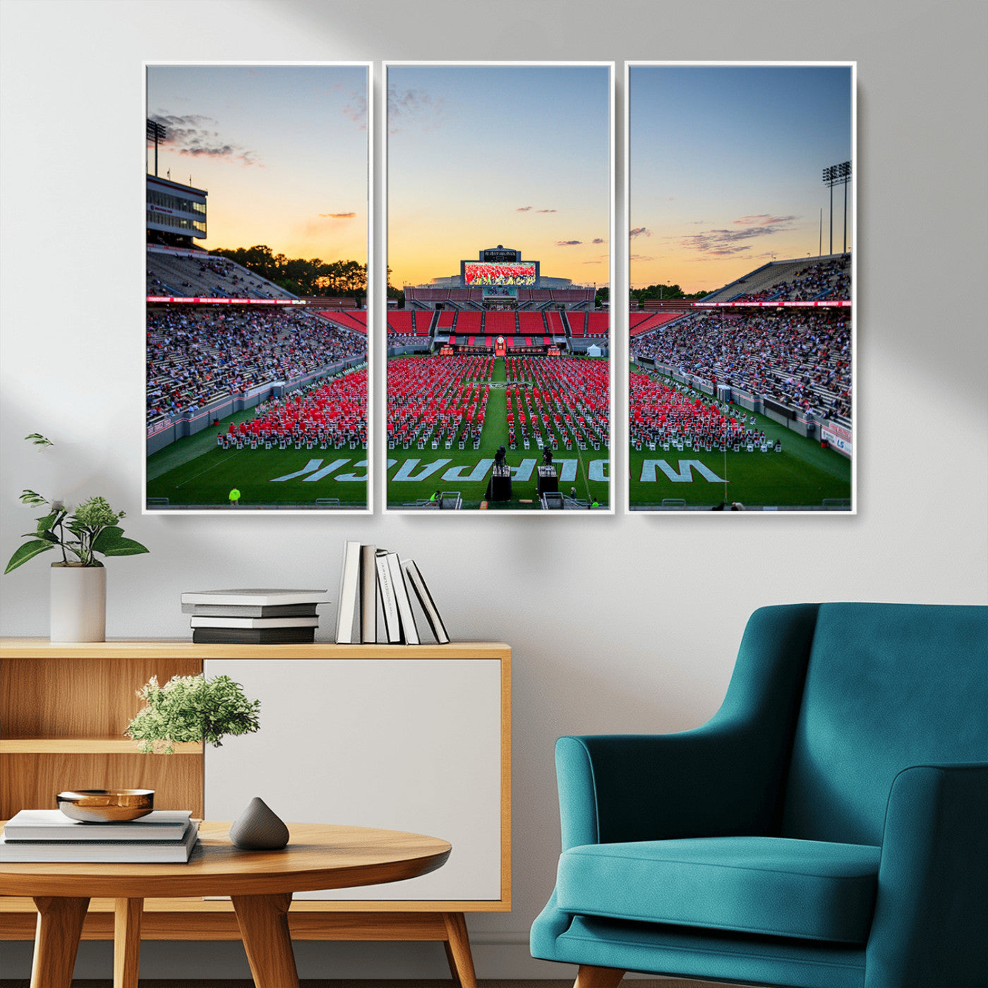 -NC State Wolfpack Football Team Print Wall Art - Raleigh Carter-Finley Stadium Wall Art Canvas Print