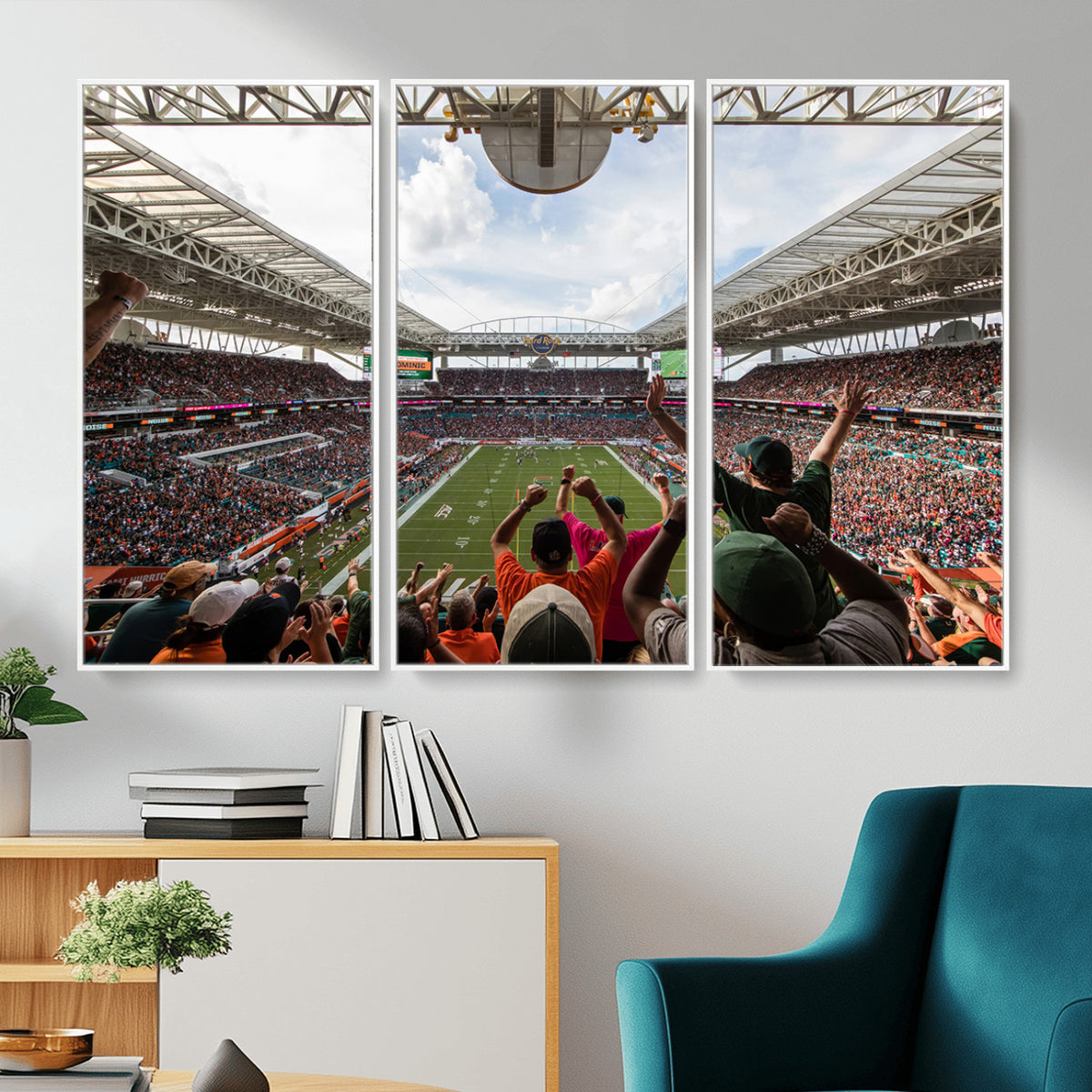 66239-PAN-FL-20X10 - Miami Hurricanes Football Team Wall Art Print - Miami Hard Rock Stadium Wall Art Canvas Print