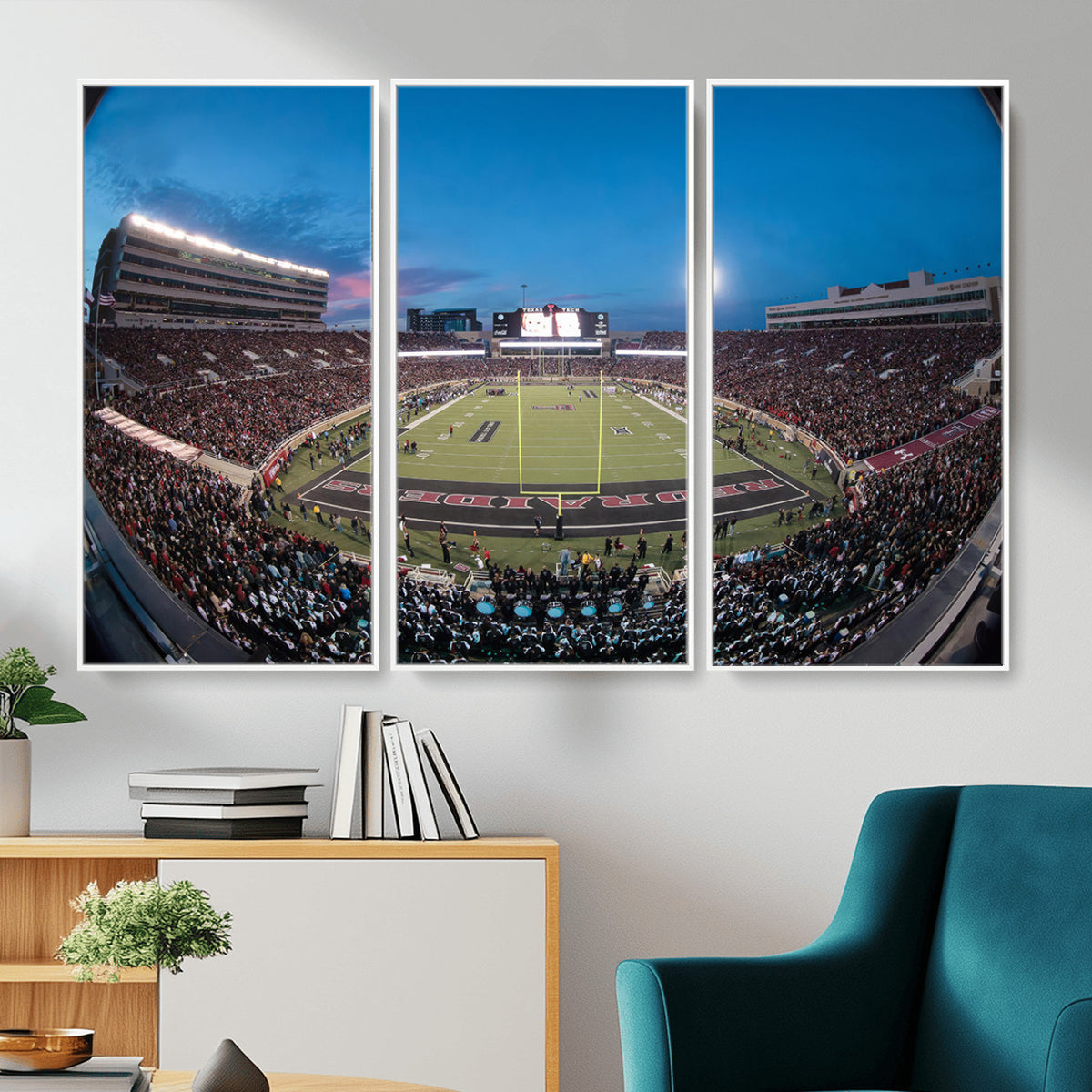 60763-PAN-FL-20X10 - Texas Tech Red Raiders Canvas, Framed Football Team Print - Lubbock Jones AT&T Stadium Wall Art