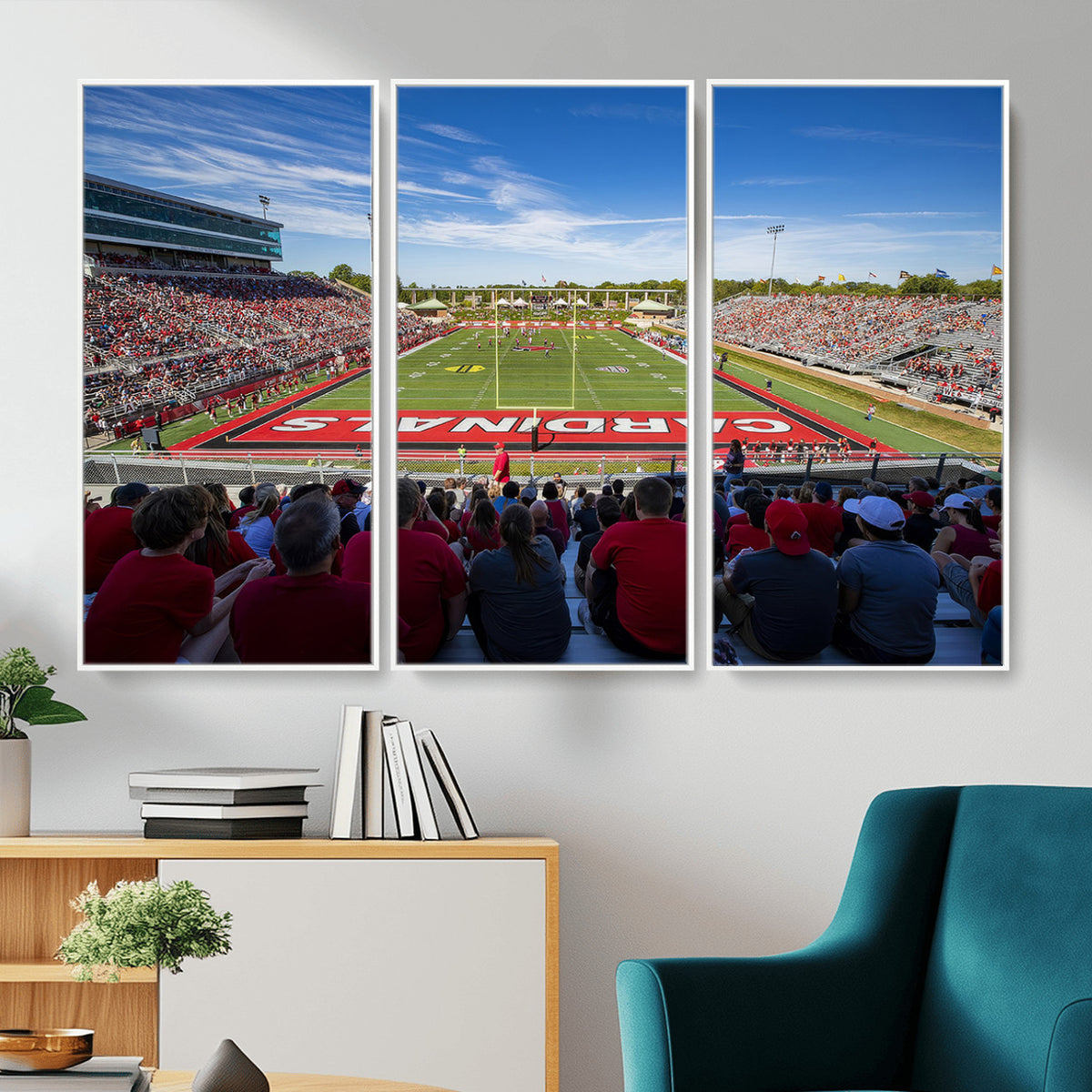 71475-PAN-FL-20X10 - Ball State Cardinals Football Team Print - Muncie Scheumann Stadium Wall Art Canvas Print