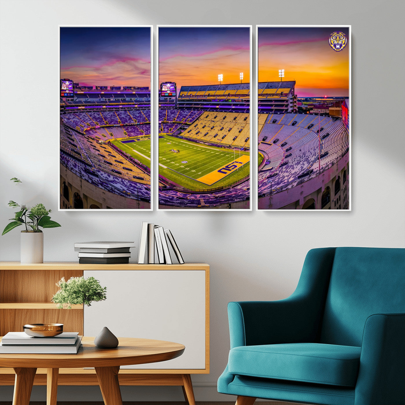 93538-MGV-CV-36X24-The Louisiana State University Tigers Football Team Print - Baton Rouge Tiger Stadium Wall Art