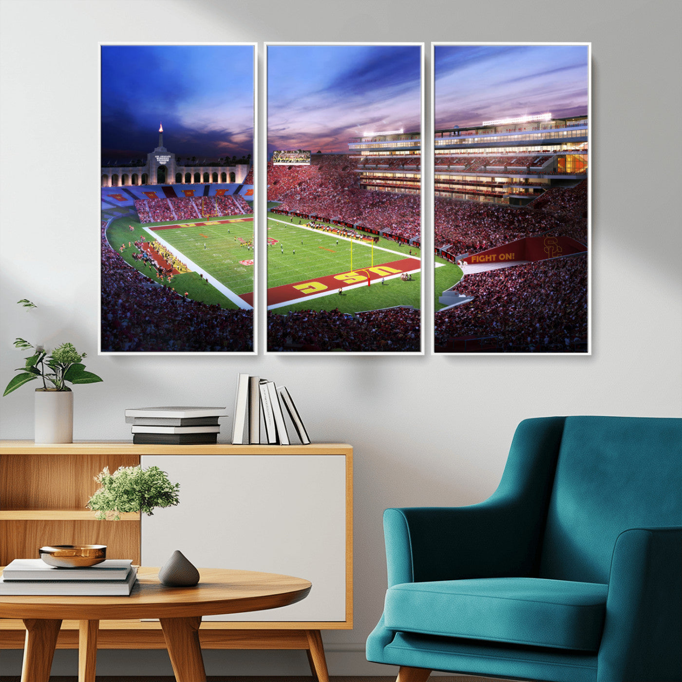 -The University of Southern California USC Trojans Football Team Print - Los Angeles Memorial