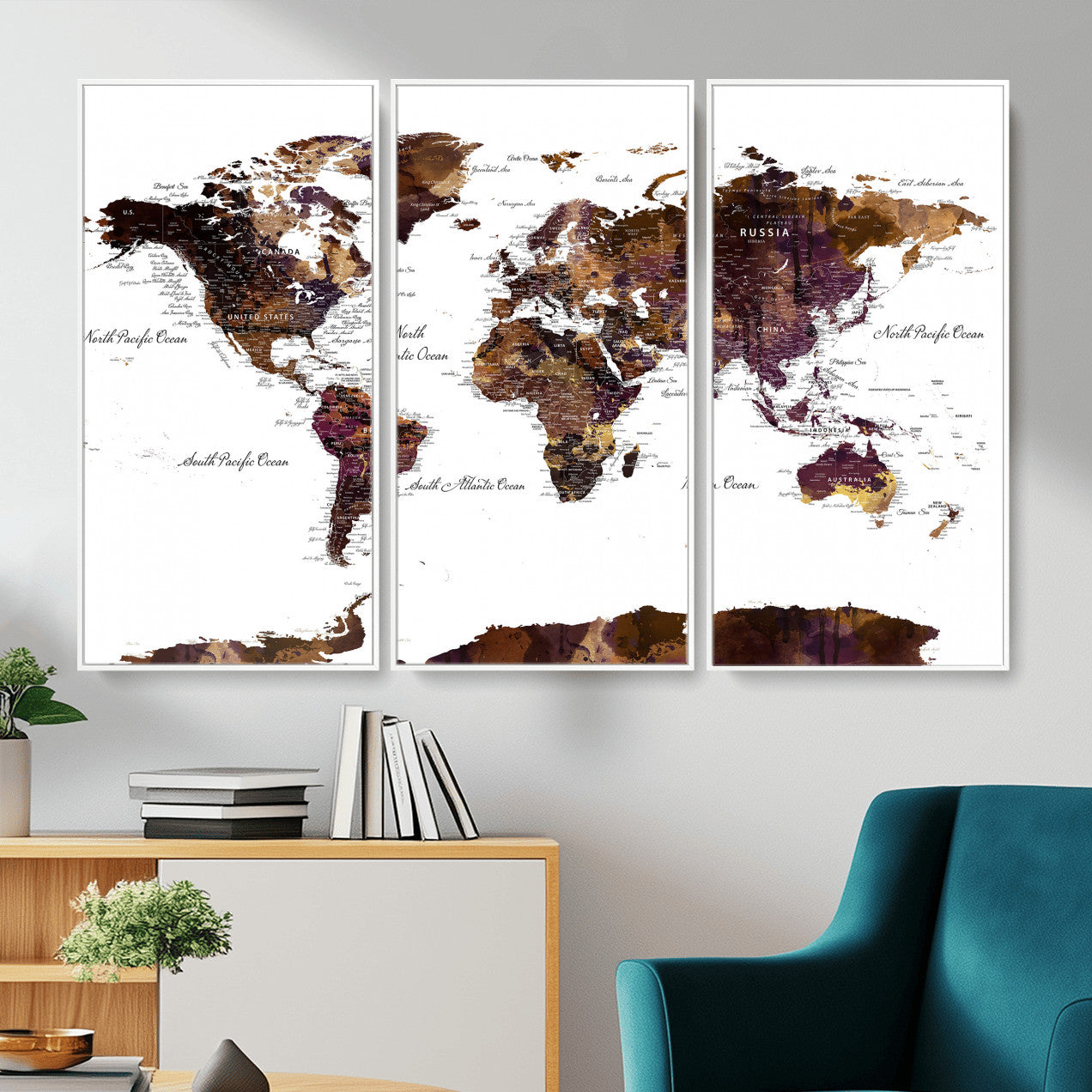 50611-MGV-CV-36X24 - Push Pin World Map Canvas Print – Framed Wall Art for Couples to Track Their Travels – Anniversary