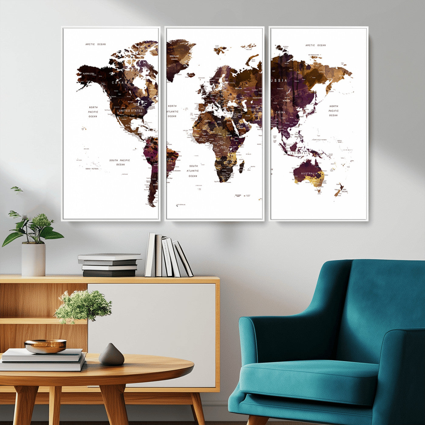 -Push Pin World Map Canvas Print – Travel Tracker Wall Art for Couples, Perfect Anniversary Gift for Home or Office Decor